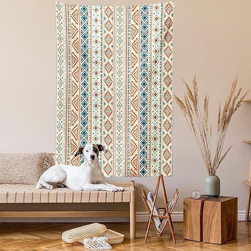 Miniatura 2 de Ambesonne Tapiz tribal, estilo mexicano, patrón azteca, retro, dibujado a mano, abstracto, para colgar en la pared para dormitorio, sala de estar,