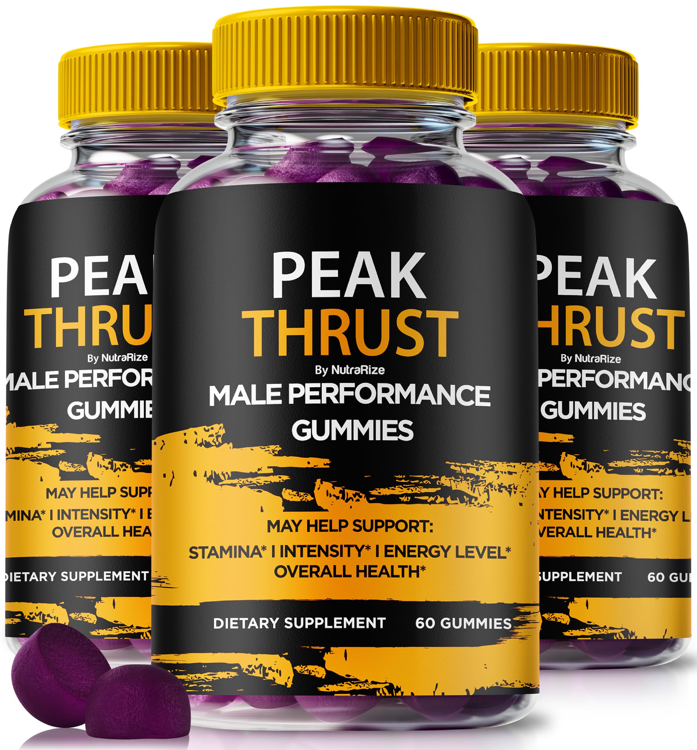 (3 Pack) Peak Thrust Gummies For Men, Official PeakThrust Gummies, Peak Thrust Male Gummy, Premium Formula For Lasting Energy, Stamina and Peak Performance, Peak Thrust ME Gomitas Review (180 Gummies)