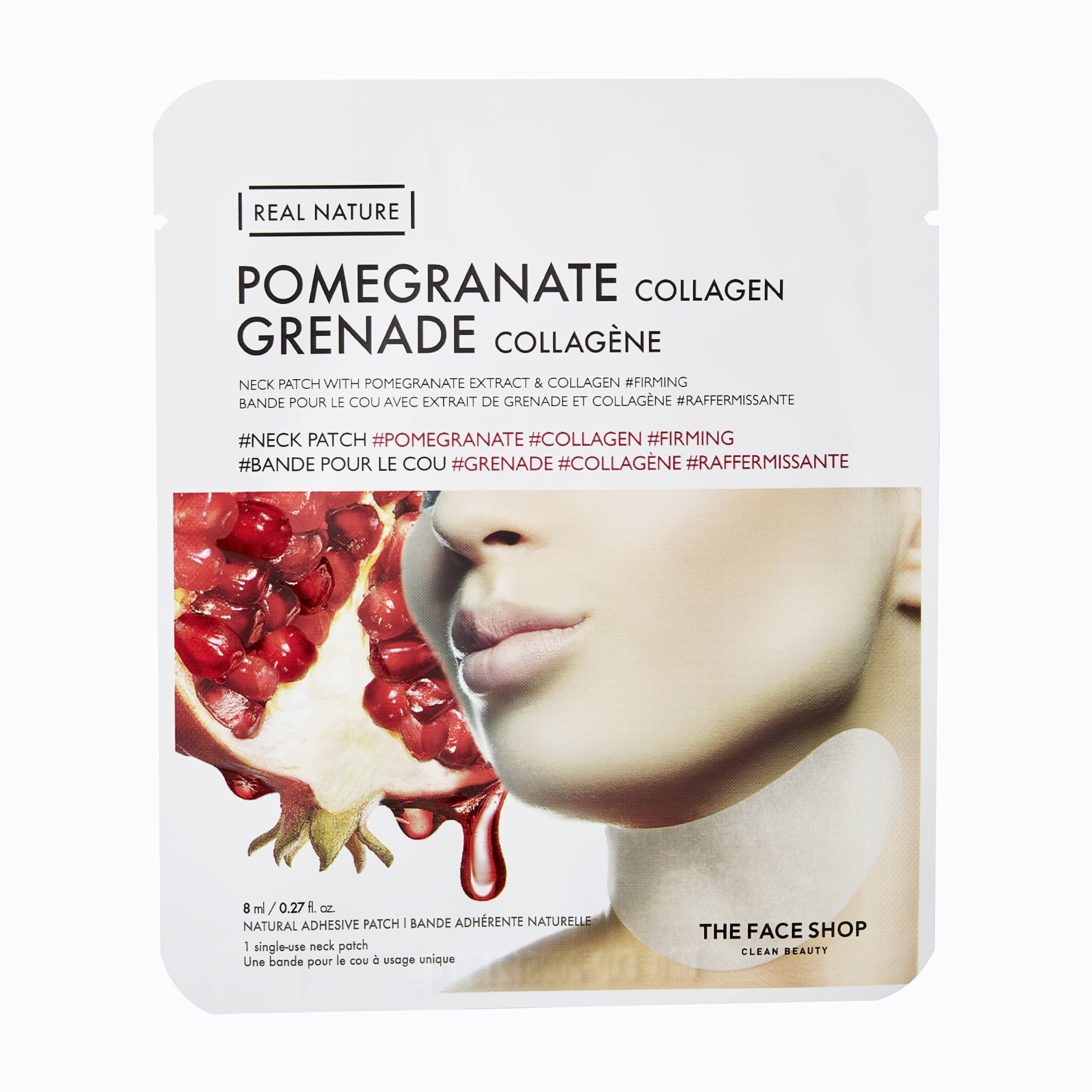 The Face ShopReach Nature Pomegranate Neck Mask | Premium Filament Sheet for Moisturizing,Plumping & Invigorating The Neck Area | Rich Moisture with Light Finish,Adheres Softly | 1 ct.,K-Beauty