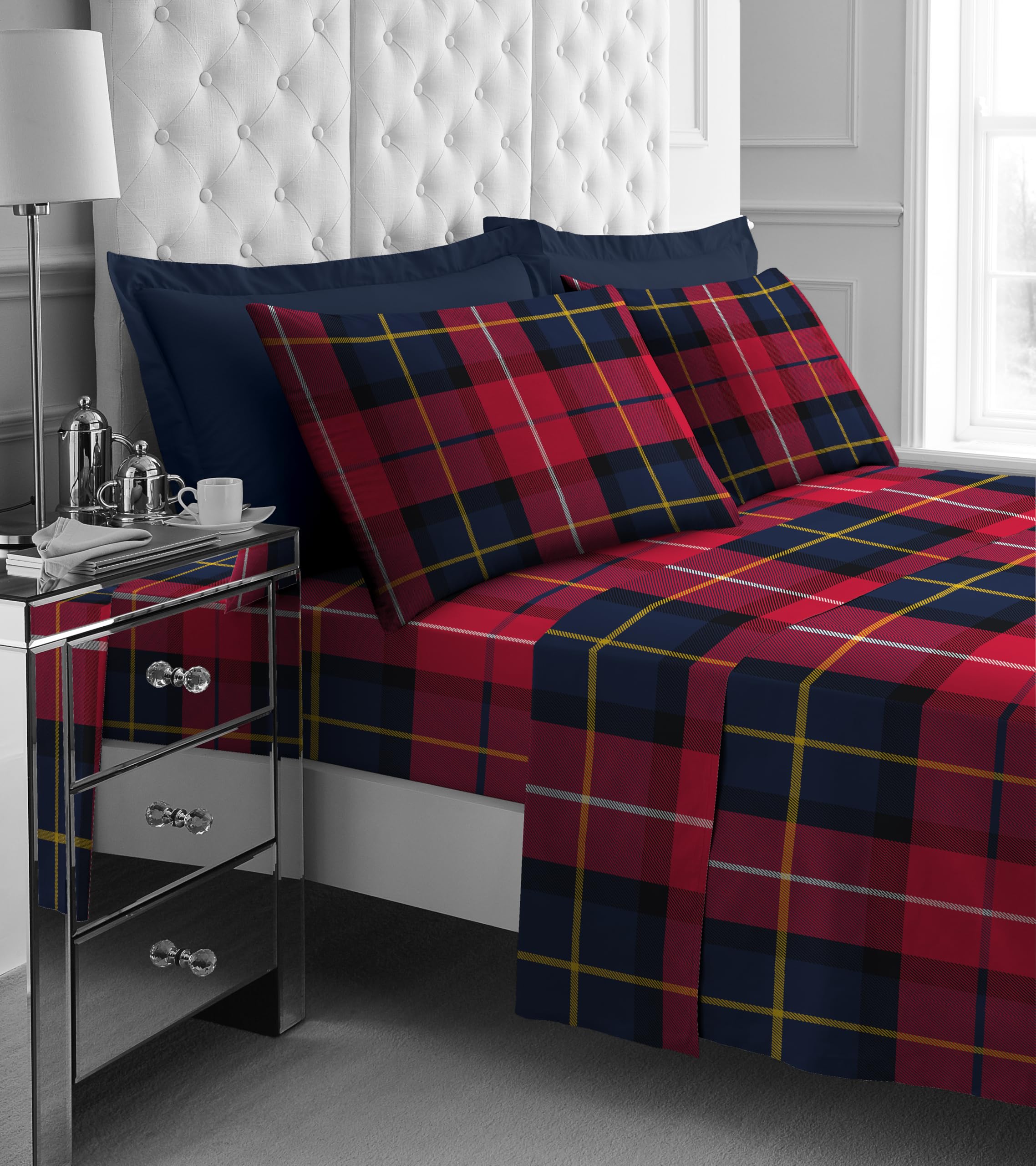 GC GAVENO CAVAILIA Flannelette Fitted Sheets Set | Cozy Thermal Flannel Bedding Double Red...