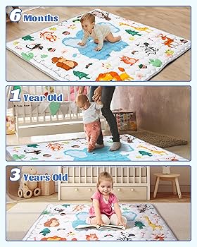 Aolso Baby Play Mat, Foldable Kids Playmat, Baby Play Mats For Floor, 127x127cm Soft Waterproof Play Mat, Baby Activity Play Mat For For Bedroom, Nursery & Playroom, Outdoor & Indoor Mat, Ocean