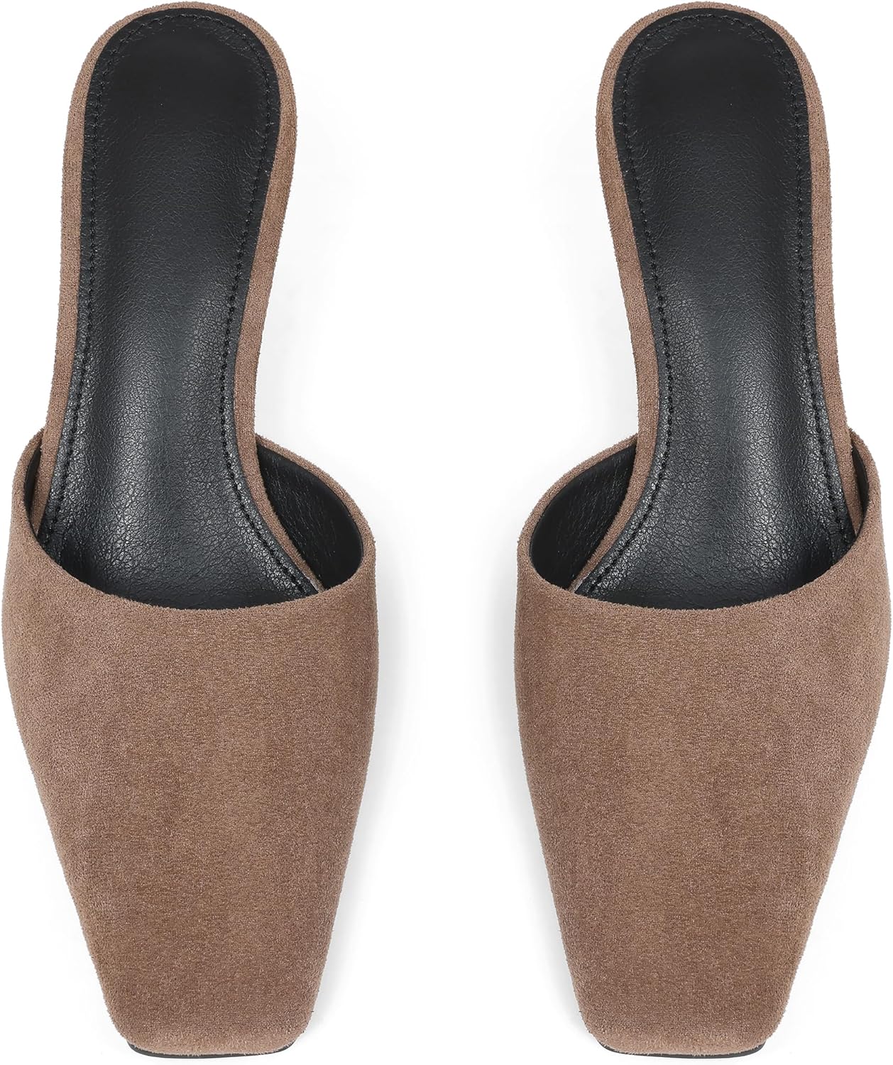 CELNEPHO Kitten Heels for Women Closed Square Toe Slip On Comfortable Dress Pumps Backless Casual Office Shoes Fashion Suede Mules - Image 3