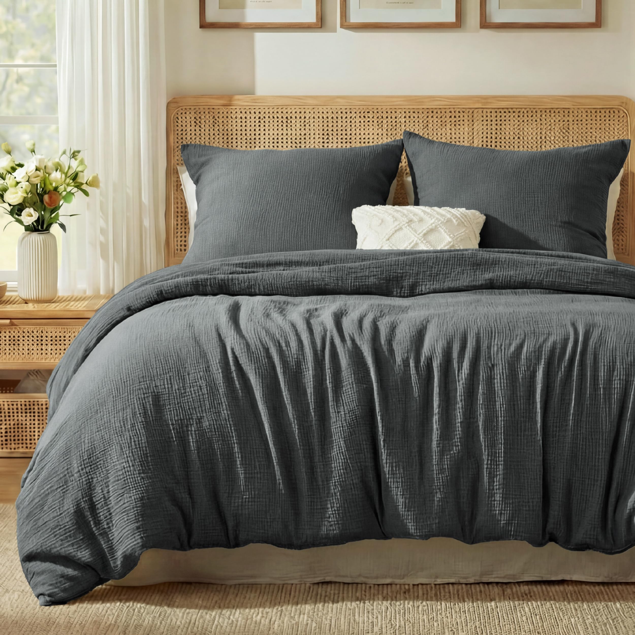 BEDSURE Musselin Bettwäsche 100% Baumwolle Bettbezug Oeko-TEX Bettwäsche-Sets für Kinder und Erwachsene Sommerbettwäsche mit Reißverschluss
