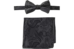Men's Classic Pre-tied Bow Tie with Pocket Square Set