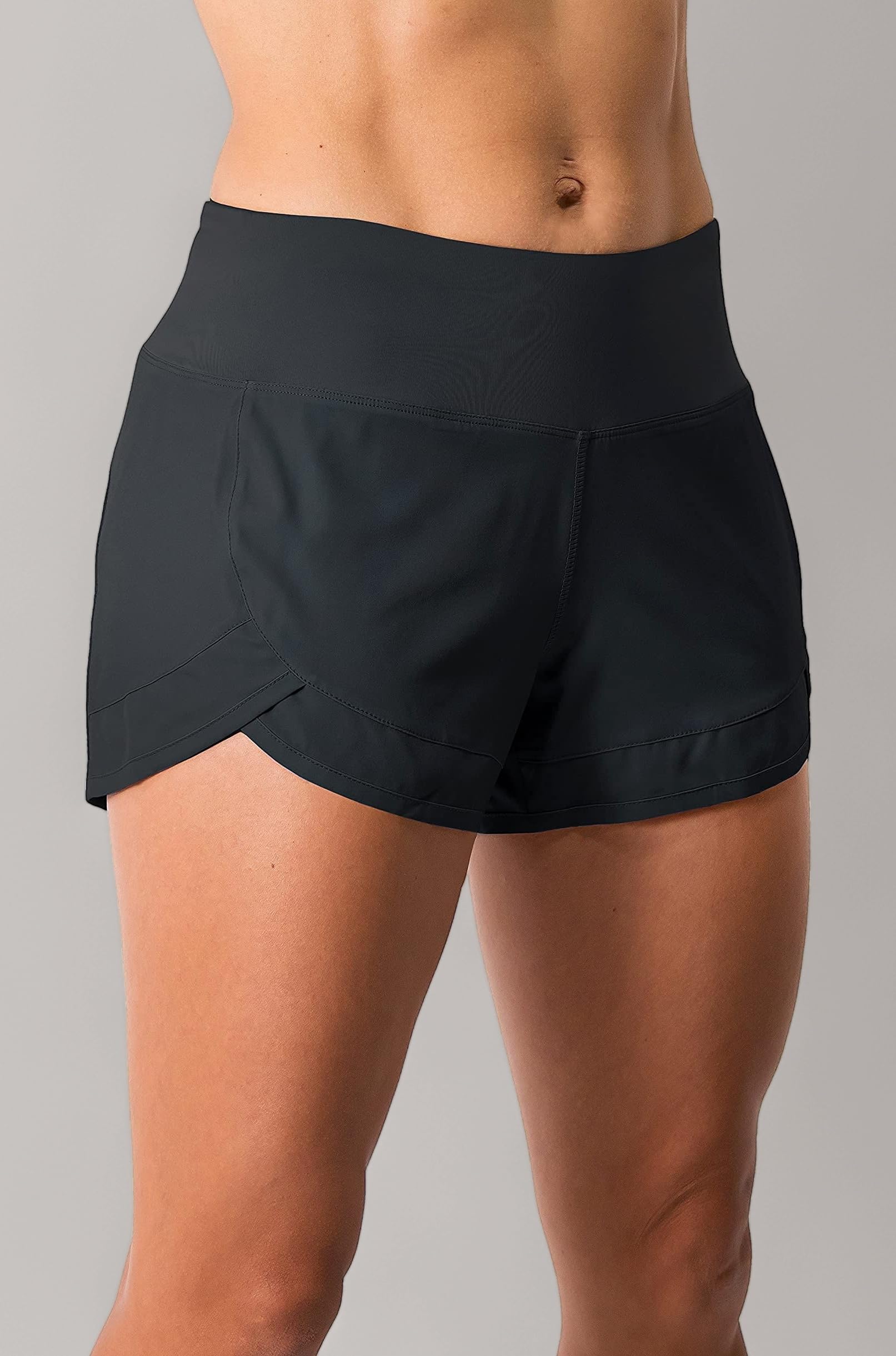 Tough Mode Womens 3" Lightweight Running WOD Volleyball Shorts Workout Mesh Liner Zip Pocket