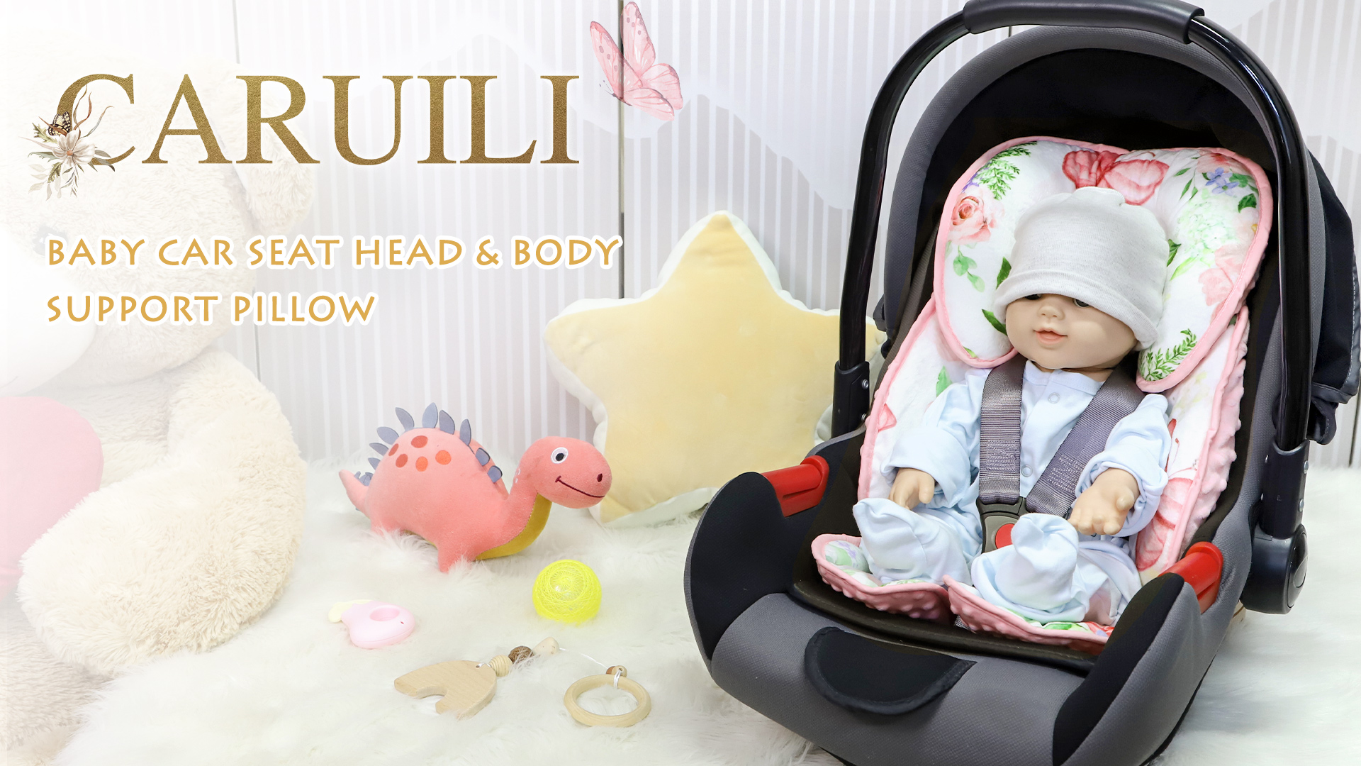 Baby Car Seat Cushion Insert For Strollers, 2-In-1 Reversible Infant