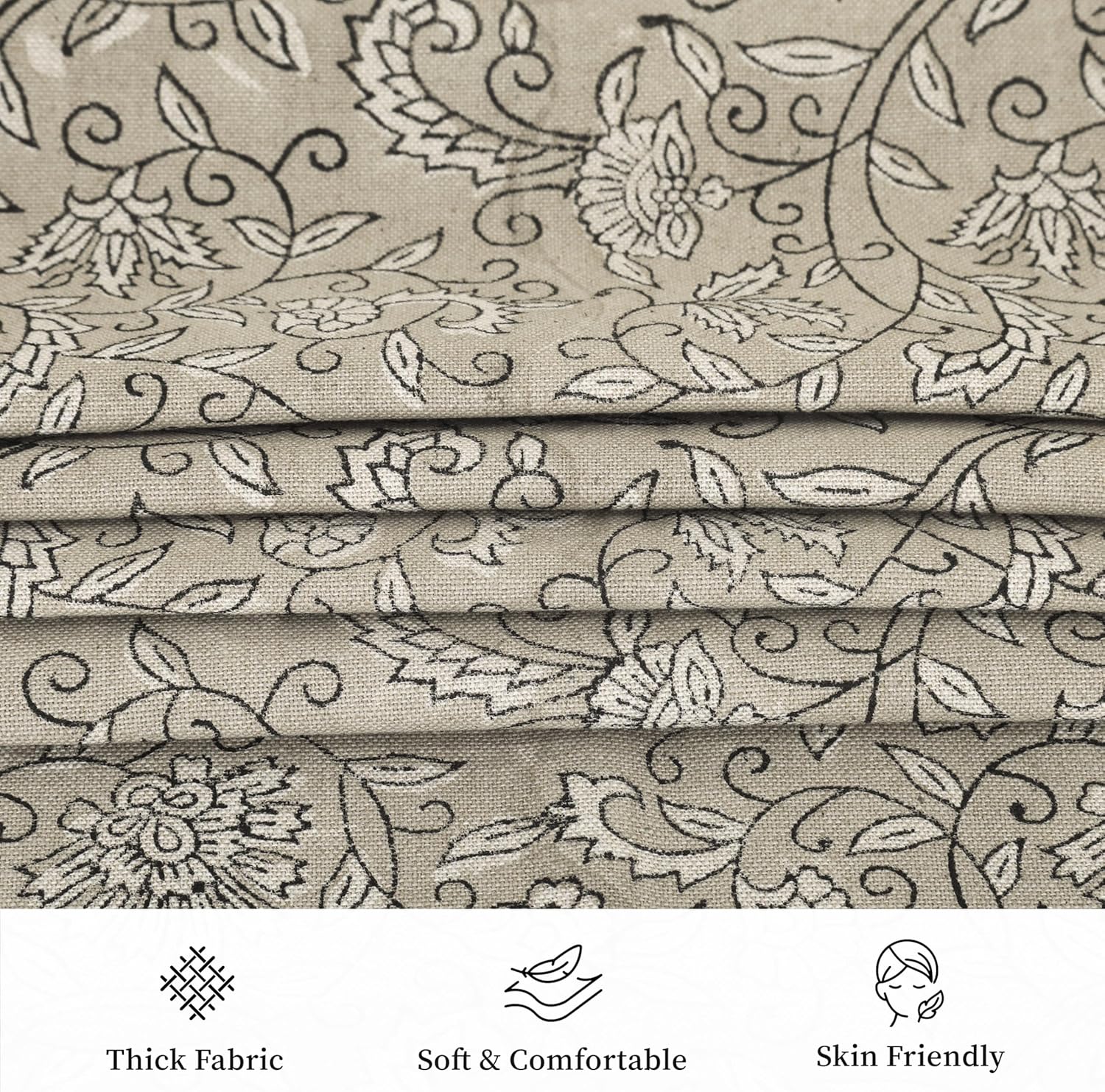 Handmade Block Print 100% Thick Cotton 20 x 20 inch Throw Pillow Cushion Cover with Zipper - Pillowcase for Bedroom, livingroom, Couch, Sofa, Outdoor, Chair, Bed, Home Décor-Lina (Beige)