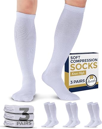 Pembrook Light Compression Socks for Men & Women - 3 Pairs | 8-15 mmhg Compression Dress Socks for Men | Support Socks