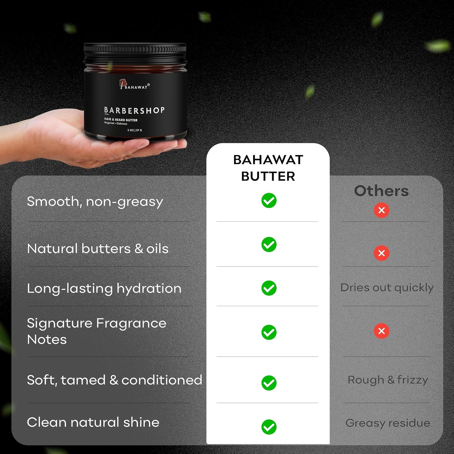 BAHAWAT Hair & Beard Butter for Men Leave-in Conditioner - Barbershop scent - Strengthen & Soften– Made in USA -Organic Natural Ingredients | The Best Beard Butter - 2 oz. - Image 5