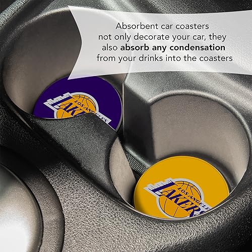 Miniatura 5 de Desert Cactus Los Angeles Lakers - Juego de 2 posavasos absorbentes de la Liga de Baloncesto de la NBA (posavasos para automóvil A)