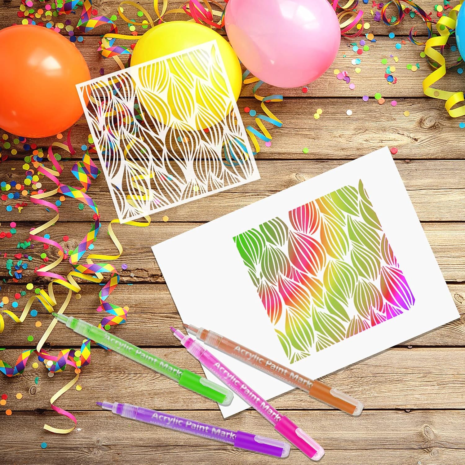 16 Pieces Geometric Stencils Reusable Painting Templates for Scrapbooking Craft Tile Furniture Wall Floor Decor Card Drawing Tracing DIY Art Supplies, About 6 x 6 Inch : Arts, Crafts & Sewing