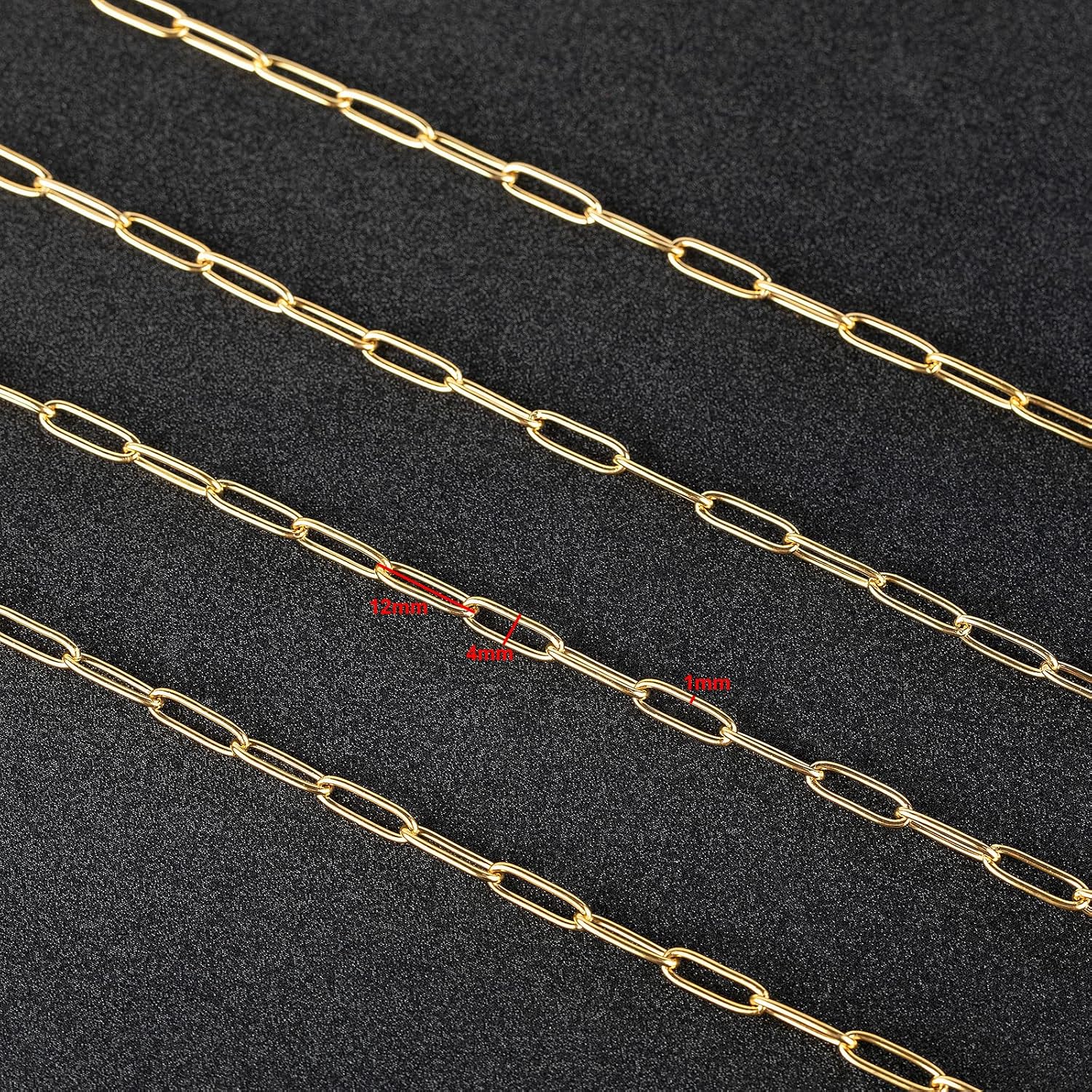 Gold Chain 16.4 Feet 4mm Oval Paperclip Stainless Steel Chain Link Cable Necklace Chains Bulk with Lobster Clasps and Jump Rings for Women Bracelet DIY Jewelry Making