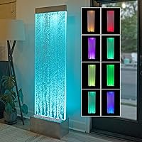 Alpine MLT134SL 72" Indoor Bubble Wall Fountain with Color-Changing LED Lights & Remote, Silver - Tranquil Home Decor