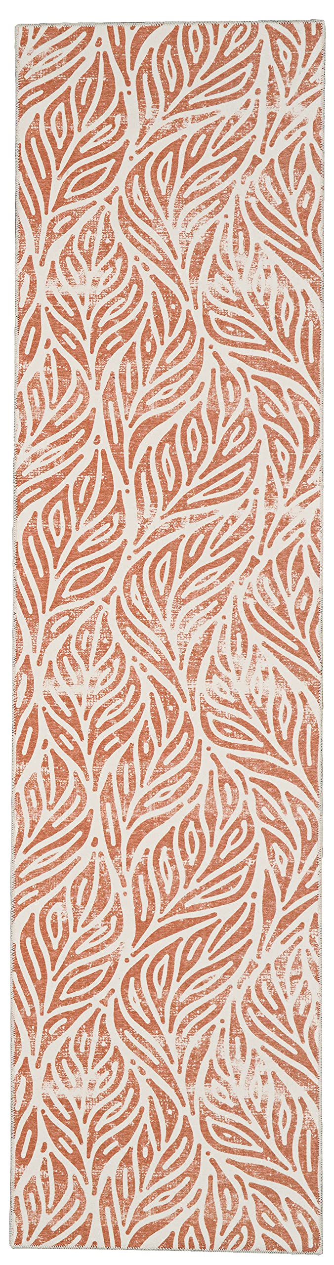 Linon Home Decor Products The Anywhere Washable Rug Sharidan Ivory Rust 2 X 8 Runner Rug