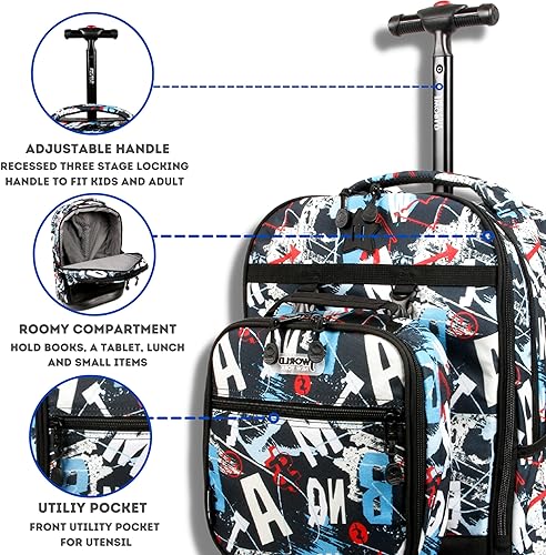 Miniatura 3 de J World New York Mochila con ruedas Duo para niños con juego de lonchera, Graffiti, talla única , Duo Kids - Mochila con ruedas y lonchera