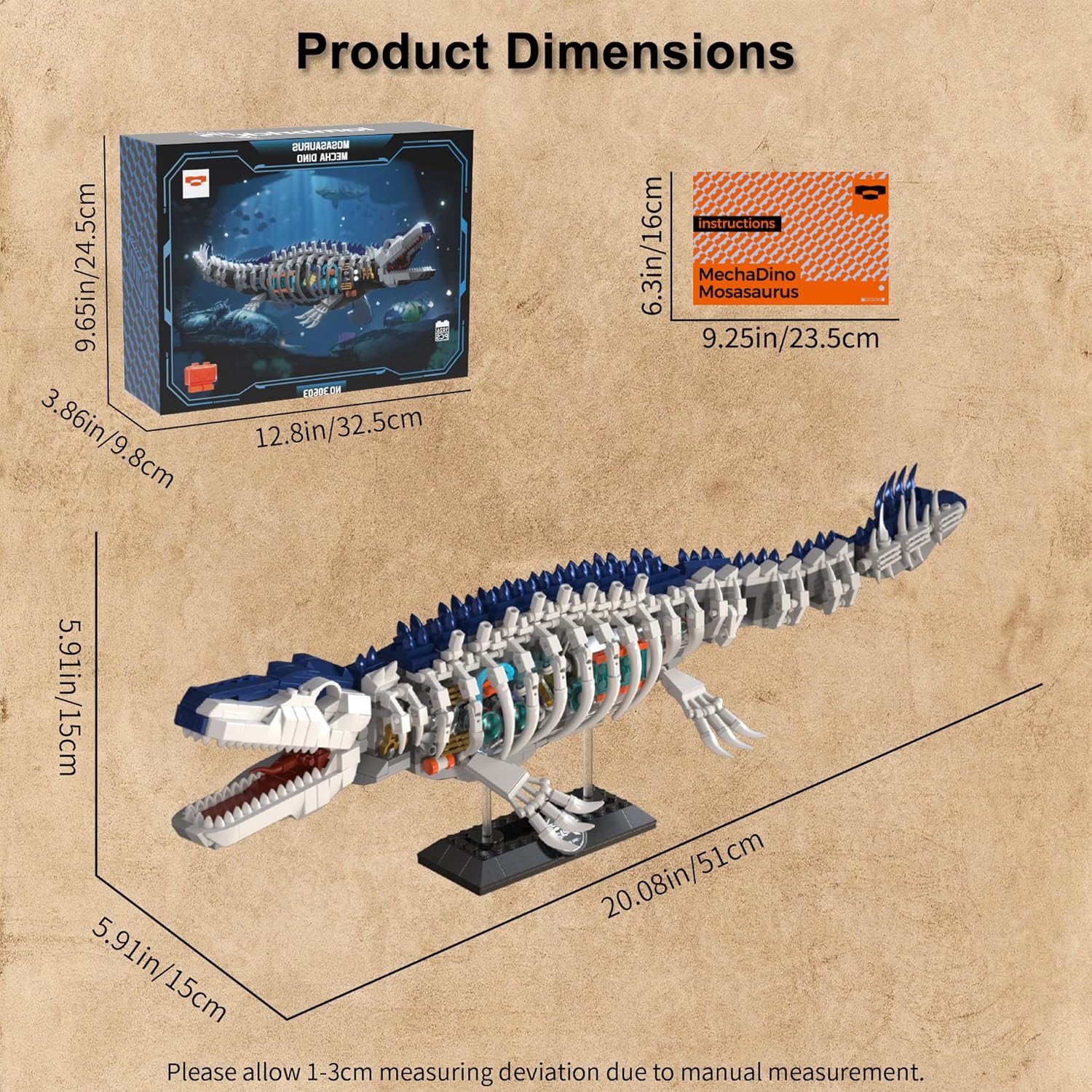 Dinosaur Toy Building Sets, Mechanical Dino Buildings Blocks Set for Boys Girls 12+Teens Adults, Creative Model Kits Home Room Office Decor Birthday, Mosasaurus 1026PCS