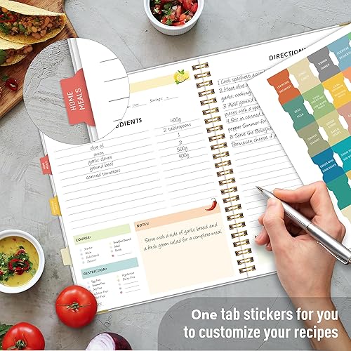 Vista 3 de Libro de recetas para escribir en tus propias recetas, libro de recetas en blanco, cuaderno de recetas de tapa dura, diario de recetas con capacidad