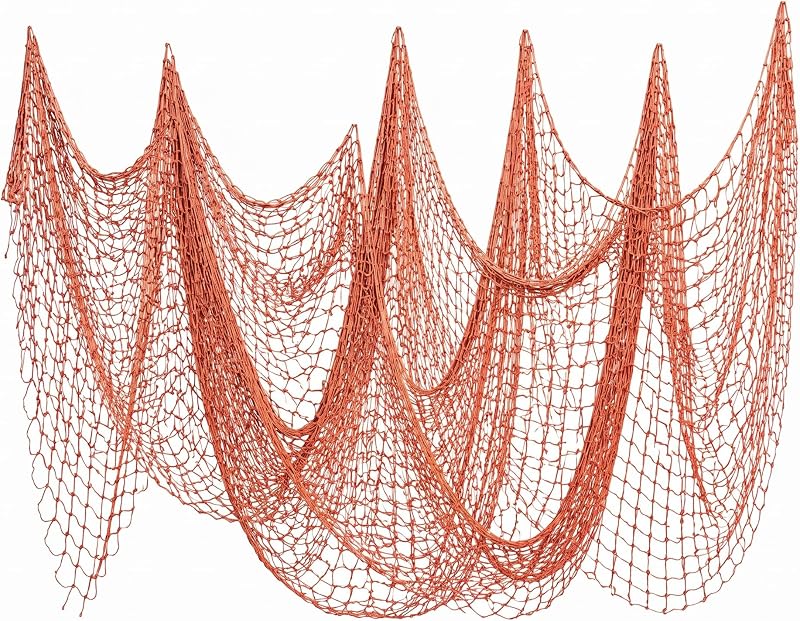 6x20ft Fish Net Decoration Large Tire Cord Fishing Net Wall Decor | Nautical Party Backdrop, Underwater Pirate Mermaid Hawaiian Beach Ocean Party hanging Decor, Indoor Outdoor Home Classroom