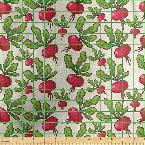 Miniatura 3 de Lunarable The Yard, tela de verduras de The Yard, patrón de rábano, ensalada de cosecha, agricultura, con temática de caricaturas, jardín