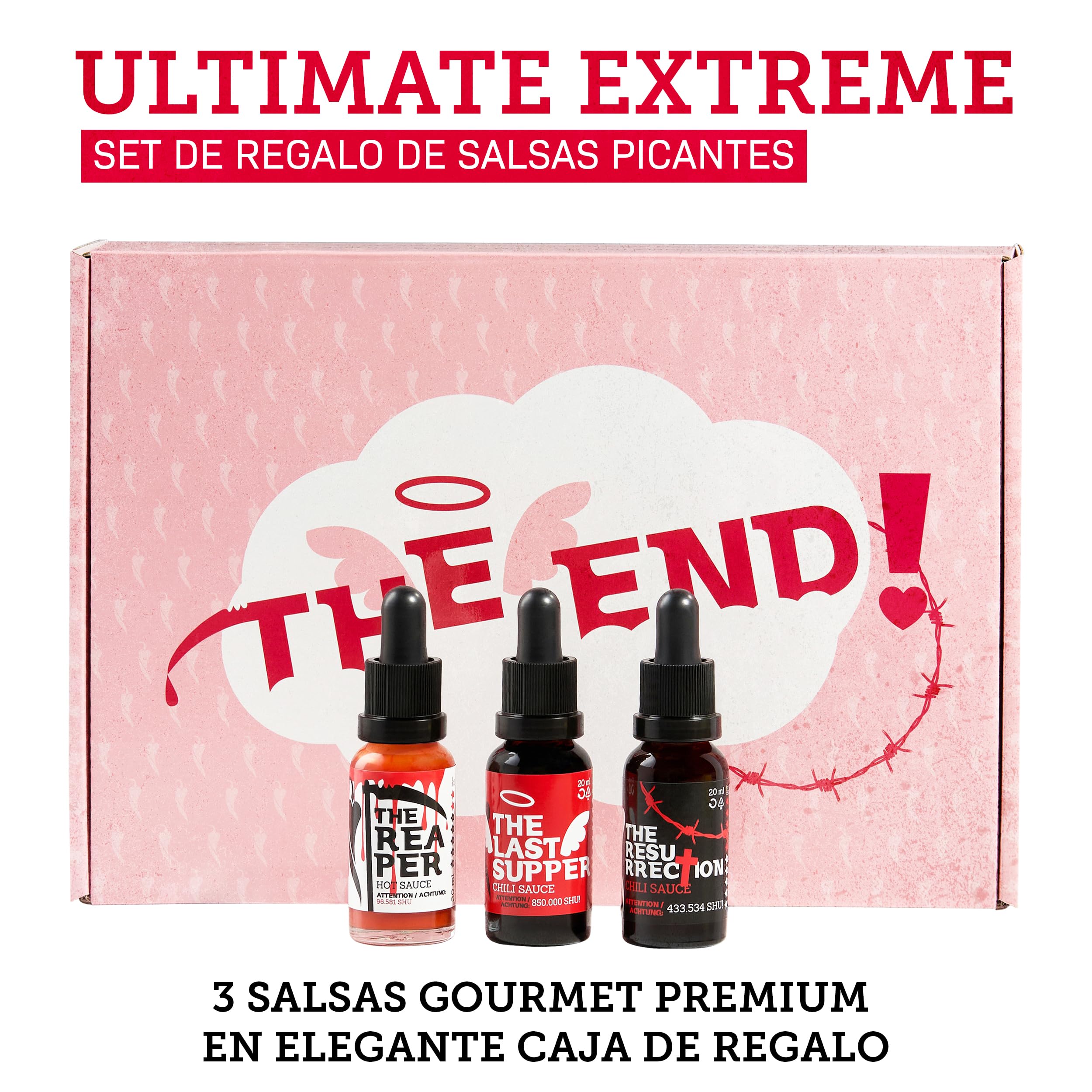 I LOVE SPICY The End Estuche 3 Salsas Picantes Extremas 3x20ml Carolina Reaper Trinidad Scorpion Regalo Gourmet