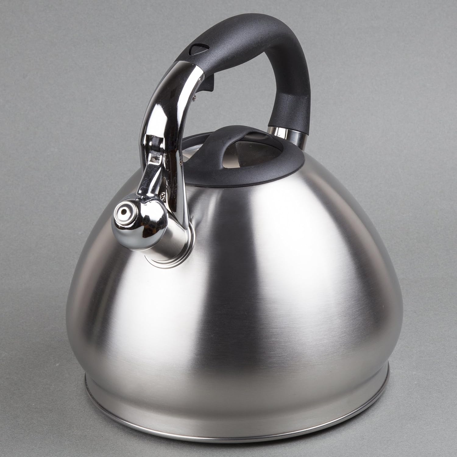 Creative Home Triumph 3.5 Quart High Quality Stainless Steel Whistling Tea Kettle with Aluminum Capsulated Bottom for Even Heat Distribution, Brushed Finish