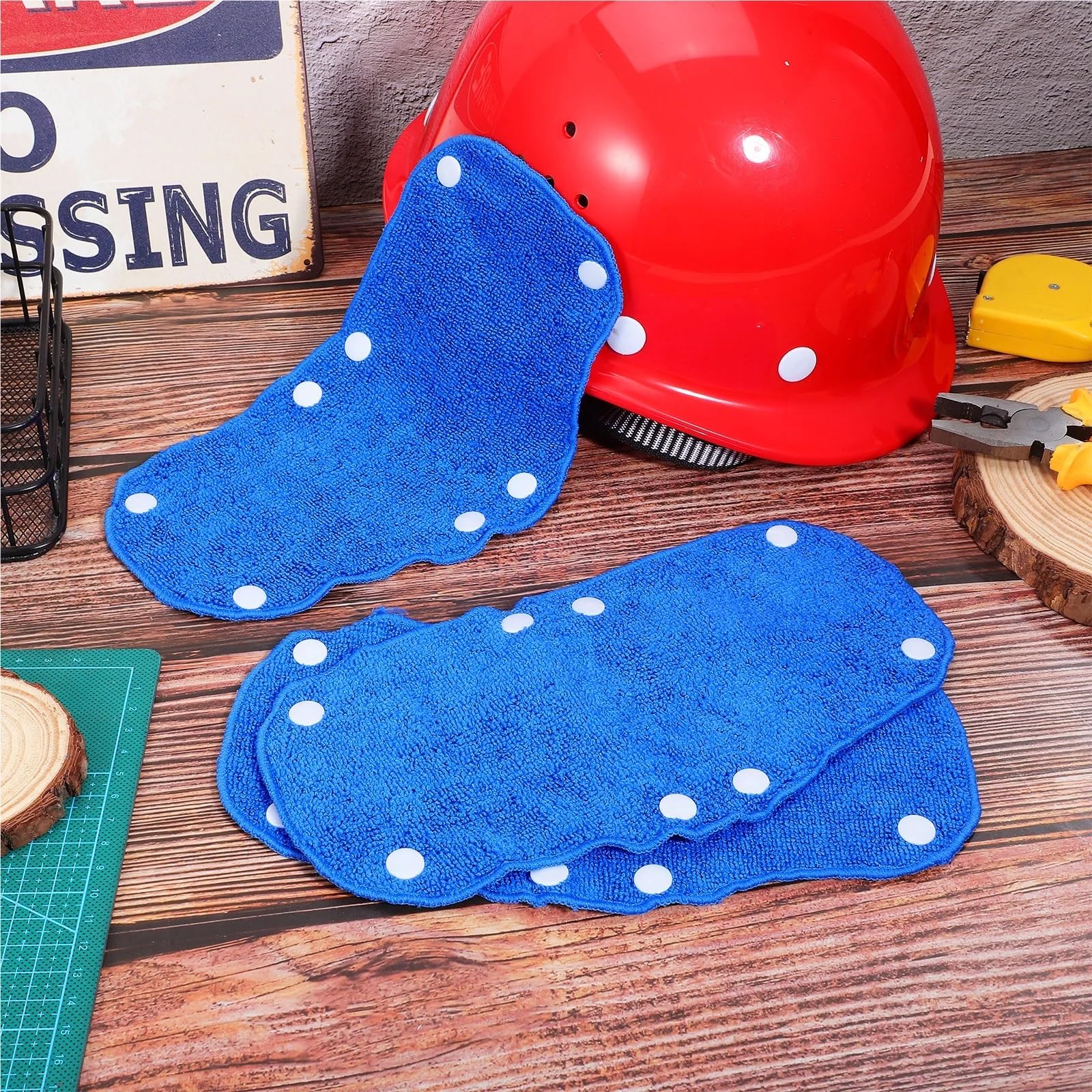 Schweißpolster für Helme, Industrie-Schweißband for Schutzhelme, 18 Stück, saugfähiges Baumwollband, dunkelblau, wiederverwendbar, waschbar