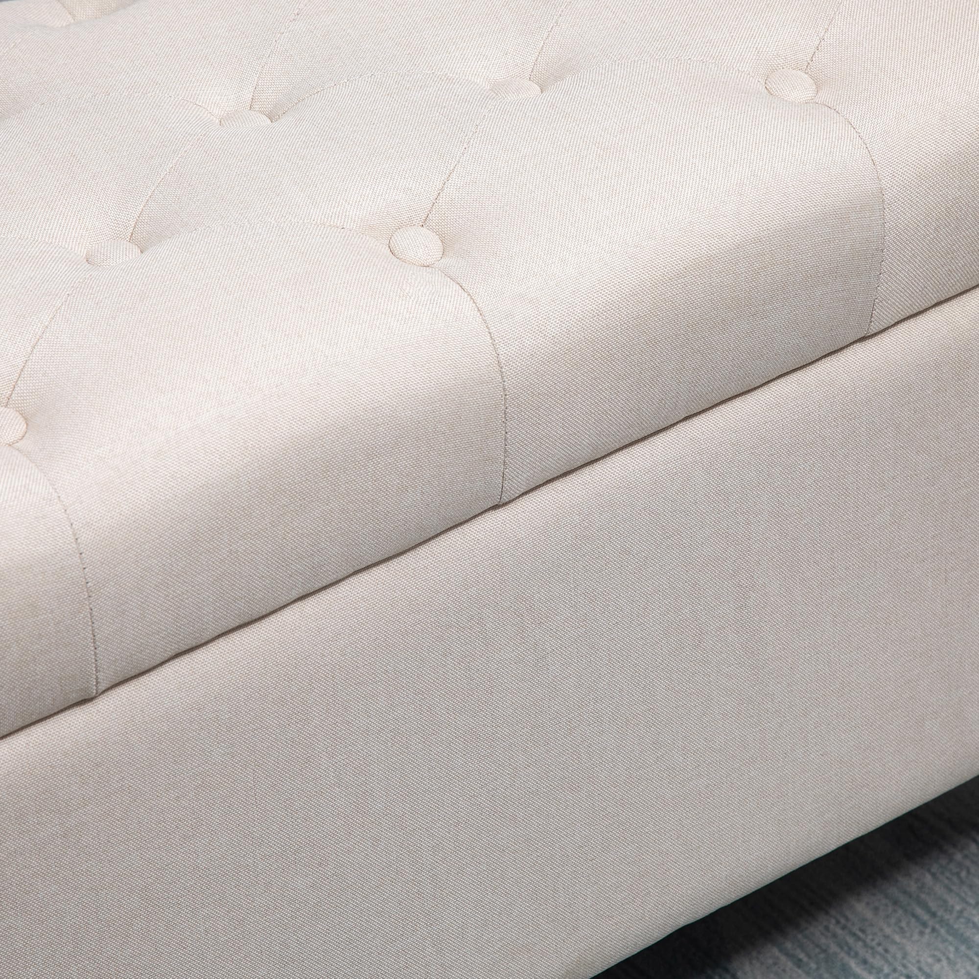 HOMCOM Banc de Rangement Pouf Salon Capitonné 100 x 40 x 44 cm Blanc | Bout de Lit, Coffre de Rangement, Repose-Pieds, pour Salon Chambre Entrée