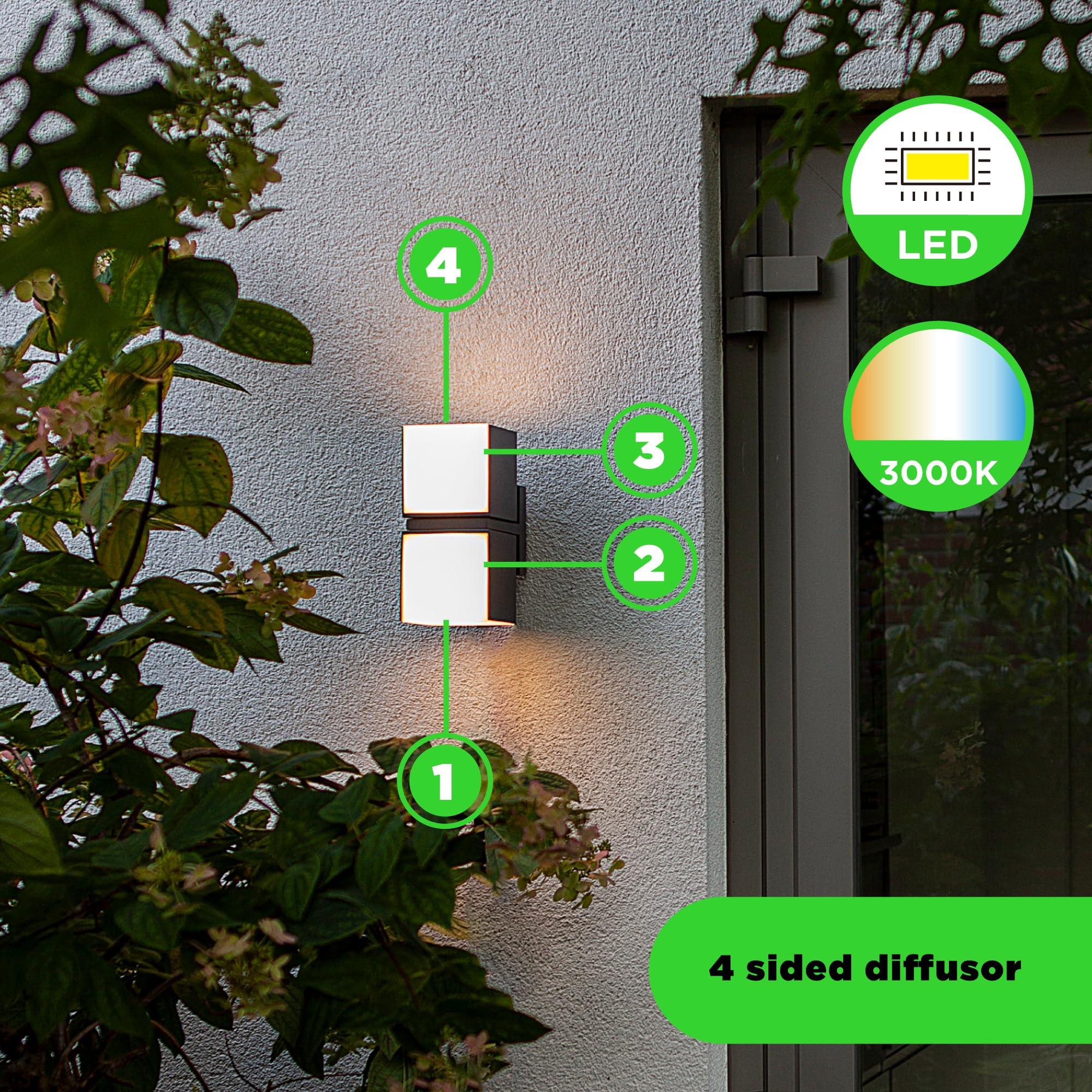 LUTEC Cuba Outdoor LED Modern Up Down Wall Light, Drehbare Aluminium Außen Innen Wandleuchte, 1000LM 3000K Warmweiß, Wasserdicht für Haustür, Terrasse, Garten, Schlafzimmer, Dunkelgrau