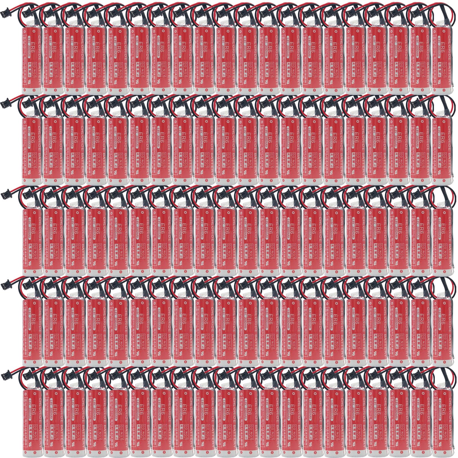 SHENYANG 100-Pack 3 6V ER6 2000mAh PLC Lithium Battery for ER6 OTC Robot Battery with DF13-2P Plug for