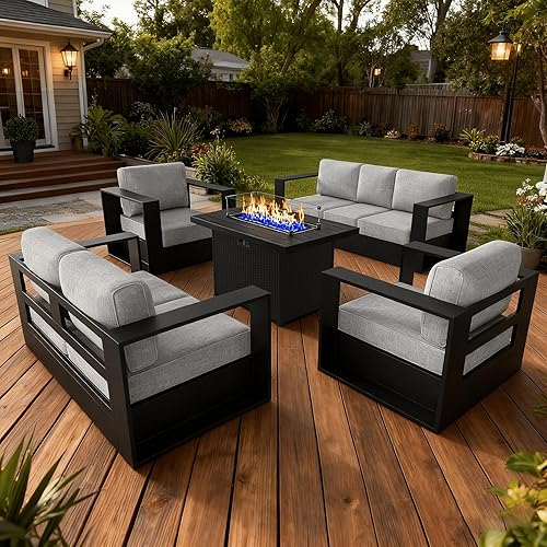 LayinSun Oversized Aluminum Outdoor Furniture Set, 5 Piece Patio Sofa