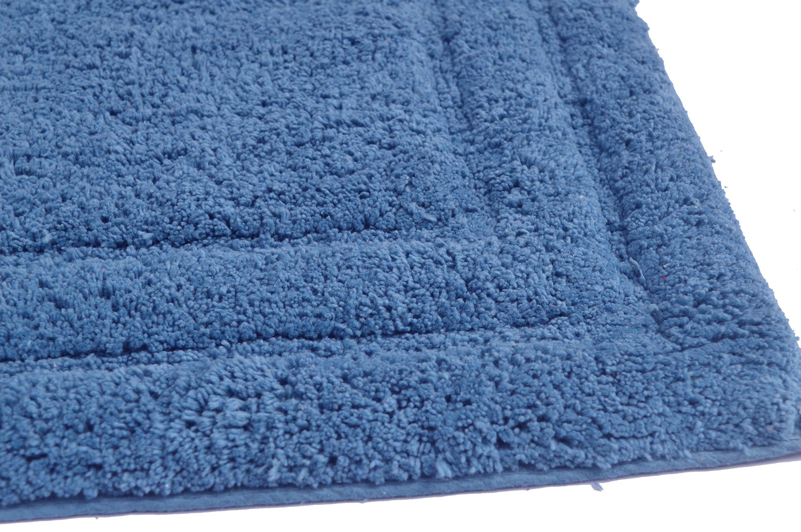 Chardin home Classicc Badteppich-Set, 100% Baumwolle, zweiteilig, 53,3 x 86,4 cm und 43,2 x 61 cm, mit Rutschfester Latex-Rückseite, Mittelblau