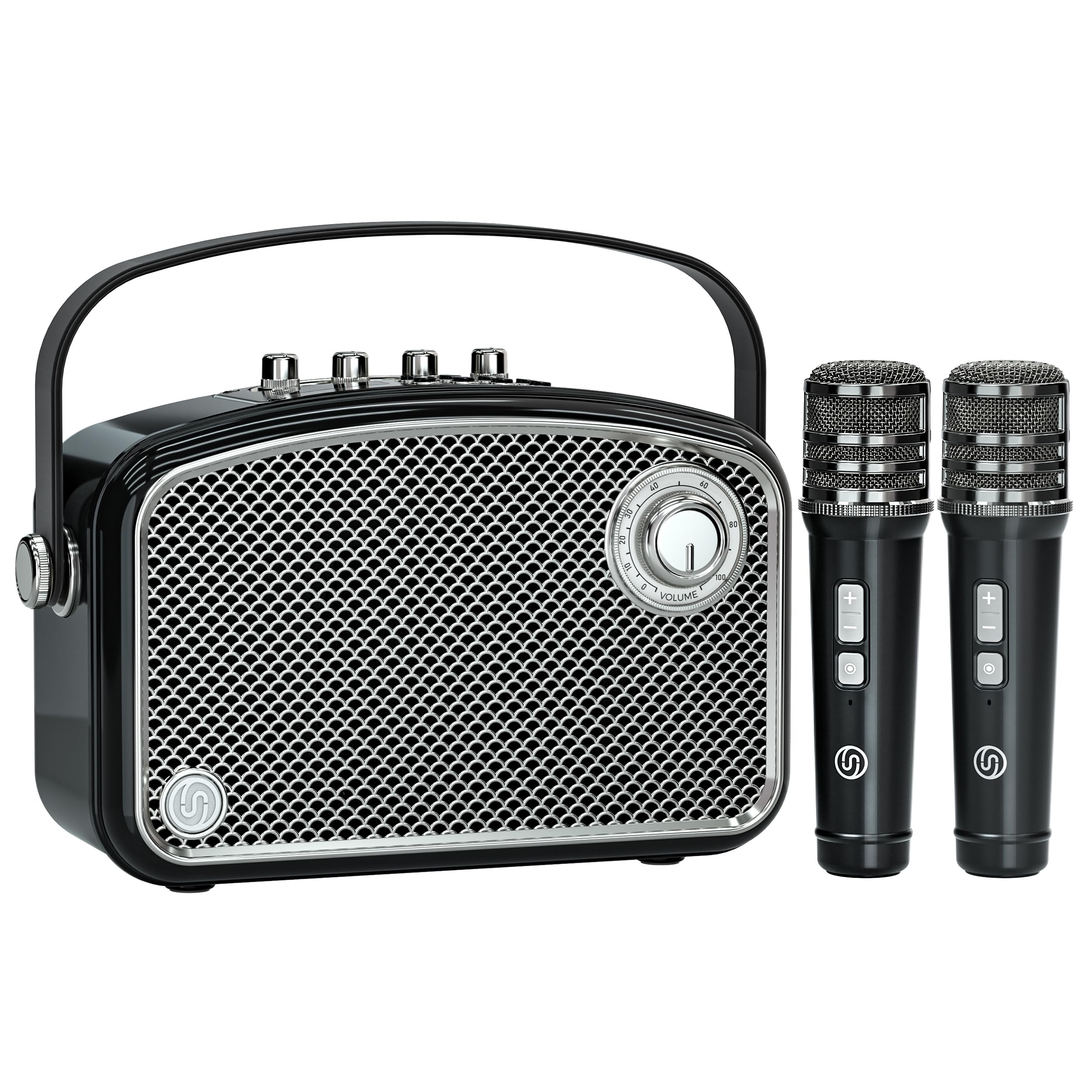 120W Peak Powerful Voice Amplifier with 2 UHF Microphones, Bluetooth Speakers with Bass/Trable/Echo Adjustment, Small PA Speaker System, Karaoke Machine for Adults, Teachers, Public Speaking, Events