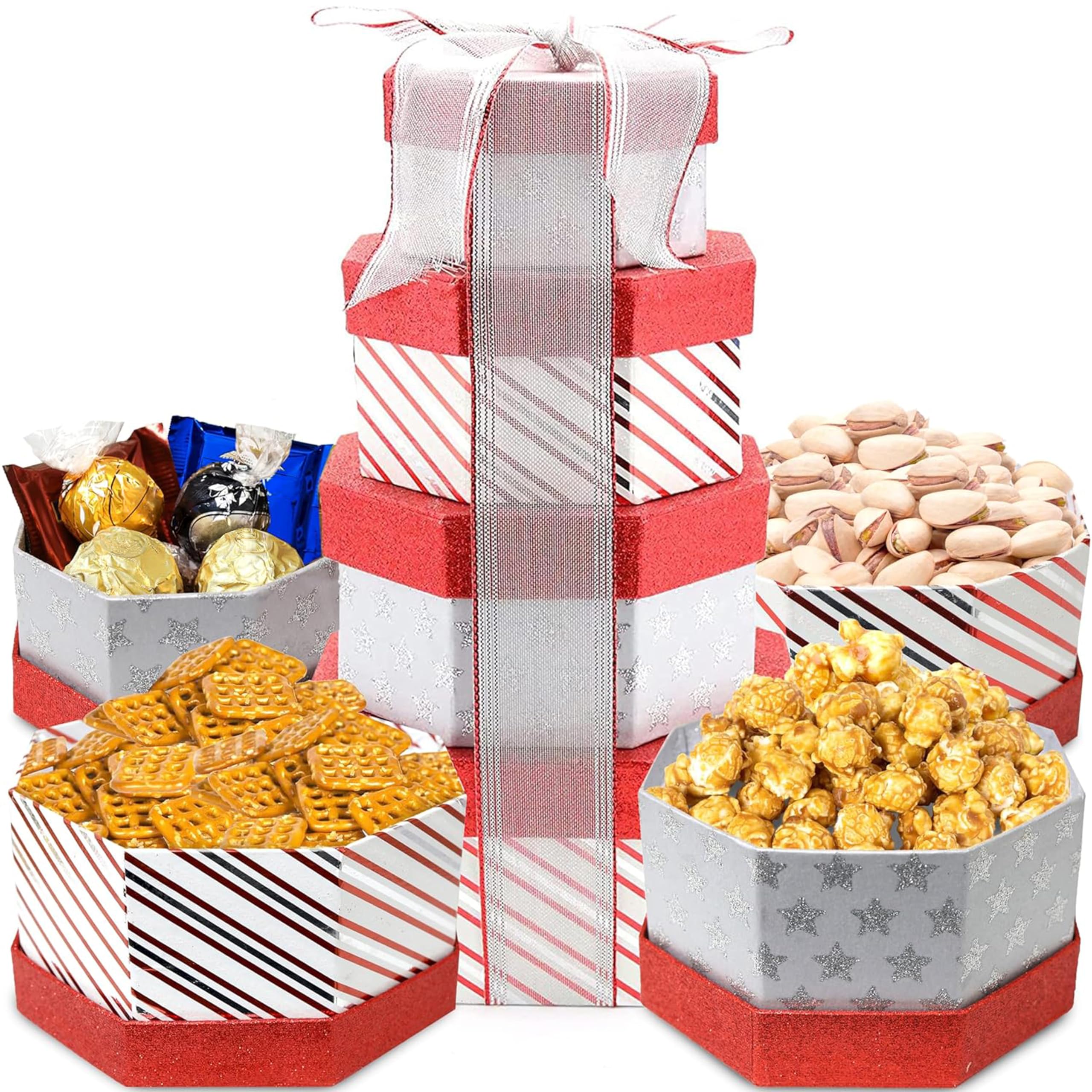 Amazon.com : Christmas Tower Box, Party Mix, Gourmet Gift Tower