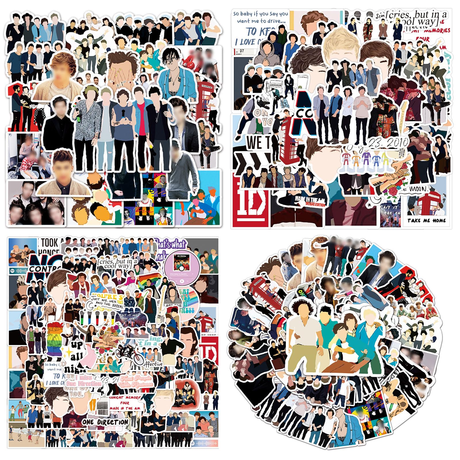 200Pcs One Direction Vinyl Stickers Decals, Singer Stickers, Pop Band Posters for Laptop Water Bottle Bike Skateboard Luggage Hydro Flask Snowboard Scrapbook, Waterproof Decals for Kids Girls Teen