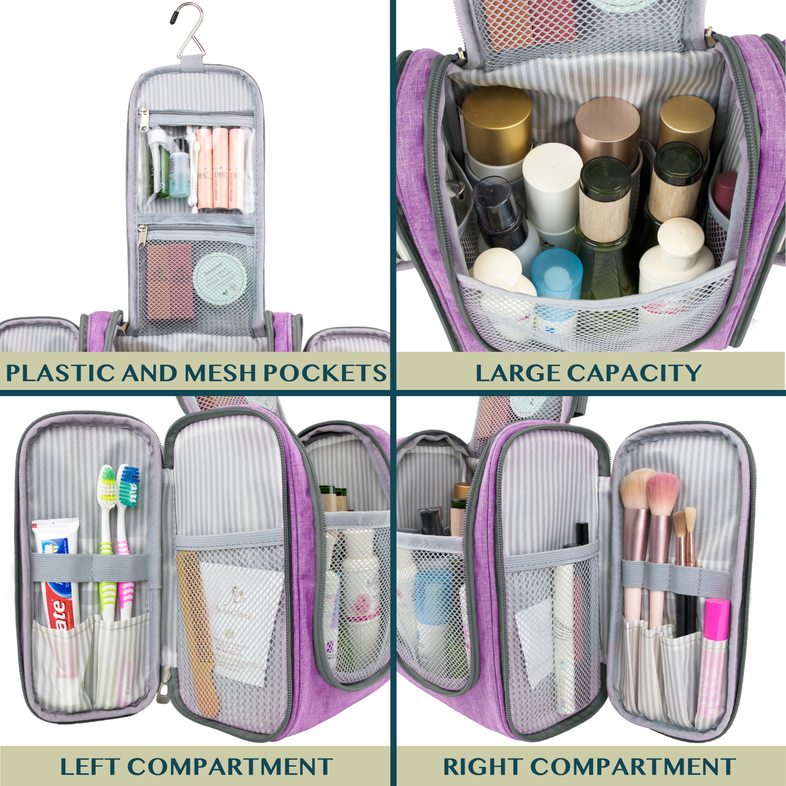 PAVILIA Bolsa de Aseo Colgante de Viaje para Mujeres y Hombres | Kit Organizador de artículos de tocador para baño para Maquillaje | Kit de higiene Dopp Kit para Ducha de Afeitado