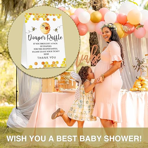 Miniatura 3 de Bee Baby Shower - Cartel de pie con 50 tarjetas, tarjeta temática de mamá a abeja, abejorro abeja, decoración de baby shower, juego de fiesta de