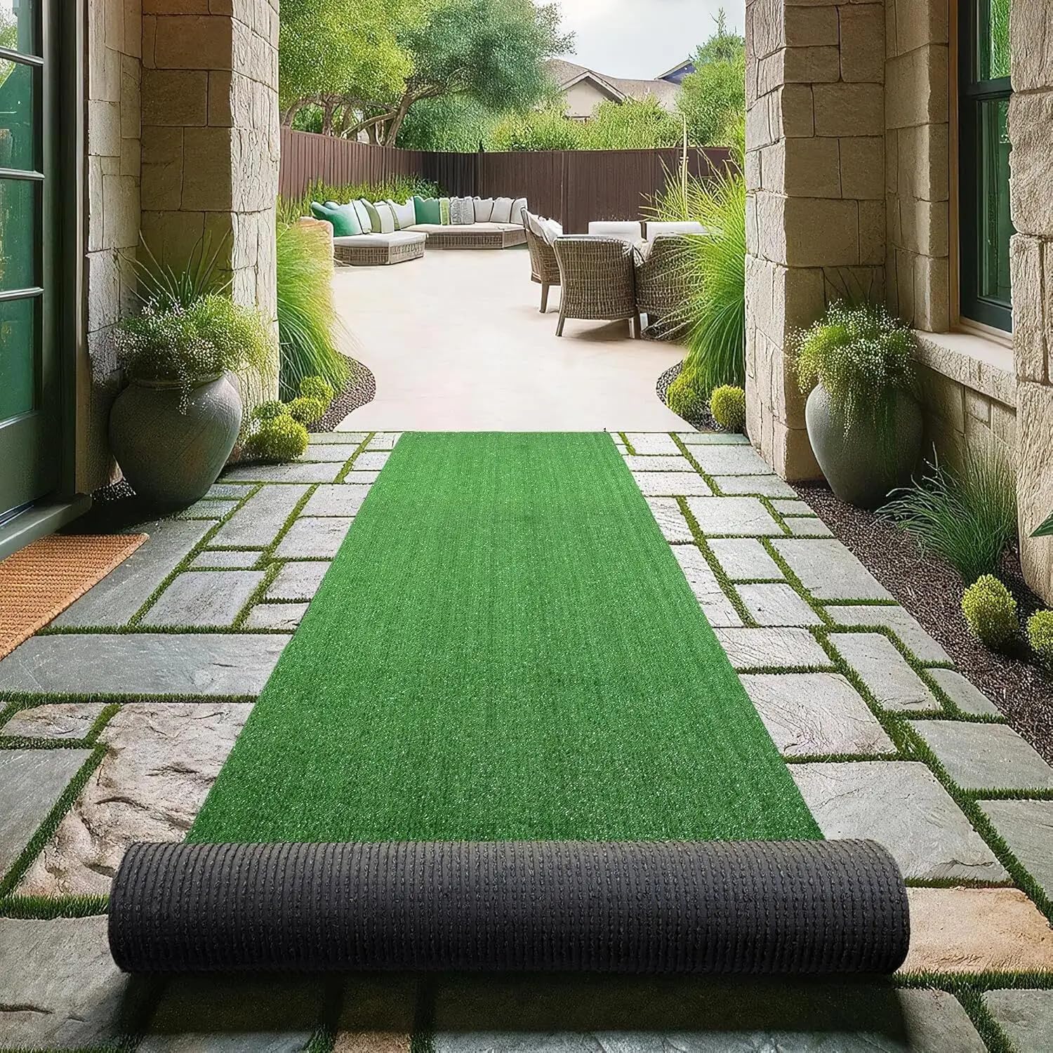RevaTex Artificial Green Grass Mat for Balcony Floor, Home Decoration| Perfect for Indoor and Outdoor Use| Entrace Mats|Easy to Wash| Waterproof Mats| (Size 2 feet by 6 feet (Pack of 1)-picture-24