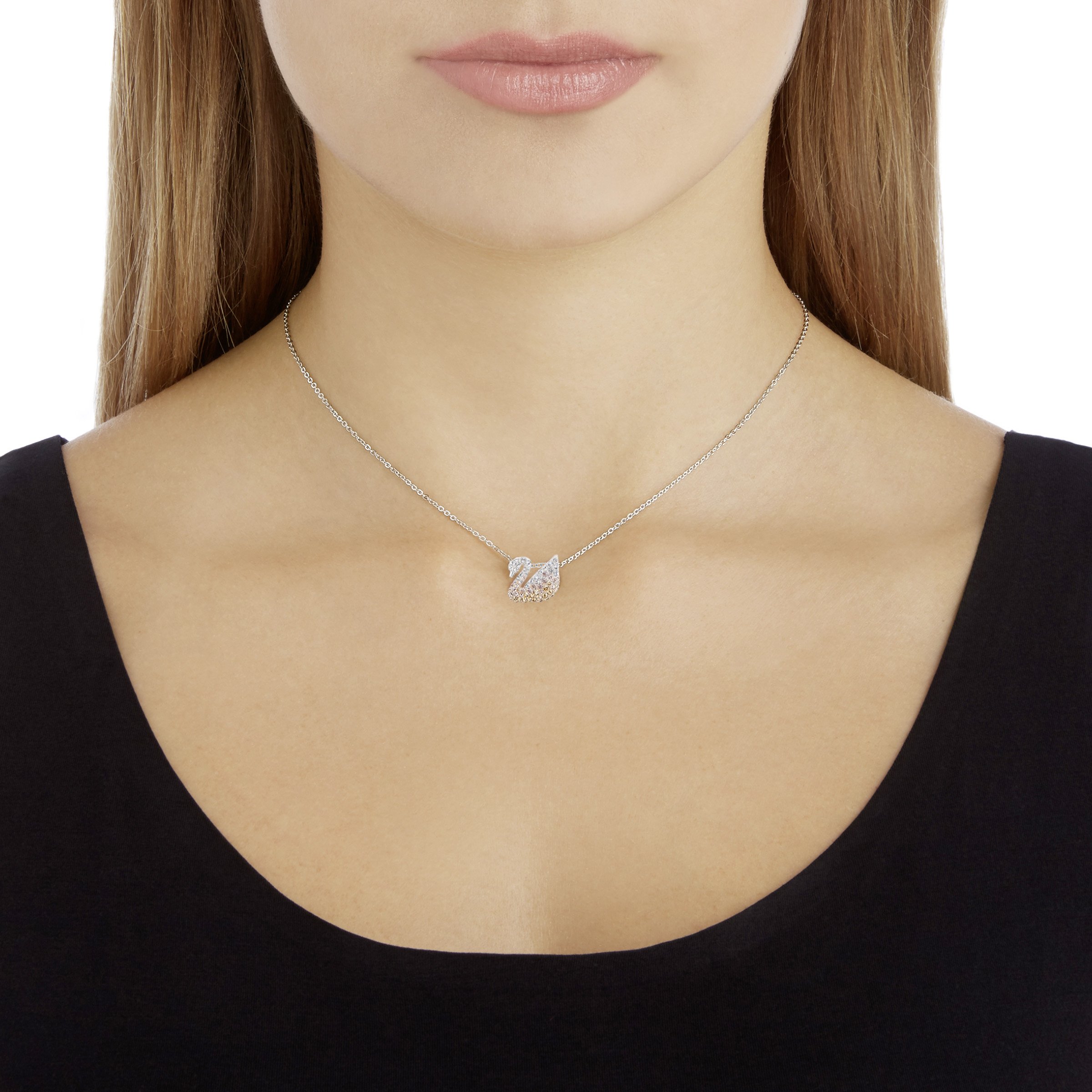 【極美品】SWAROVSKI スワン ネックレス パヴェ クリスタル シルバー SWAROVSKI（スワロフスキー） ネックレス ペンダント スワン DANCING