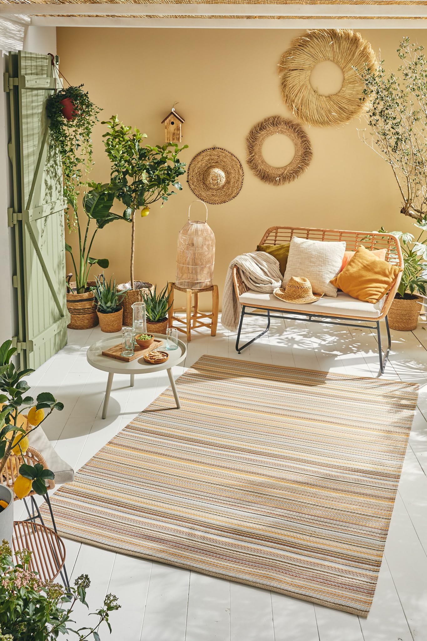 Nazar Tapis Extérieur pour Jardin, Terrasse, Balcon et Camping - Léger et Réversible (1746 Beige, 120x160 cm)