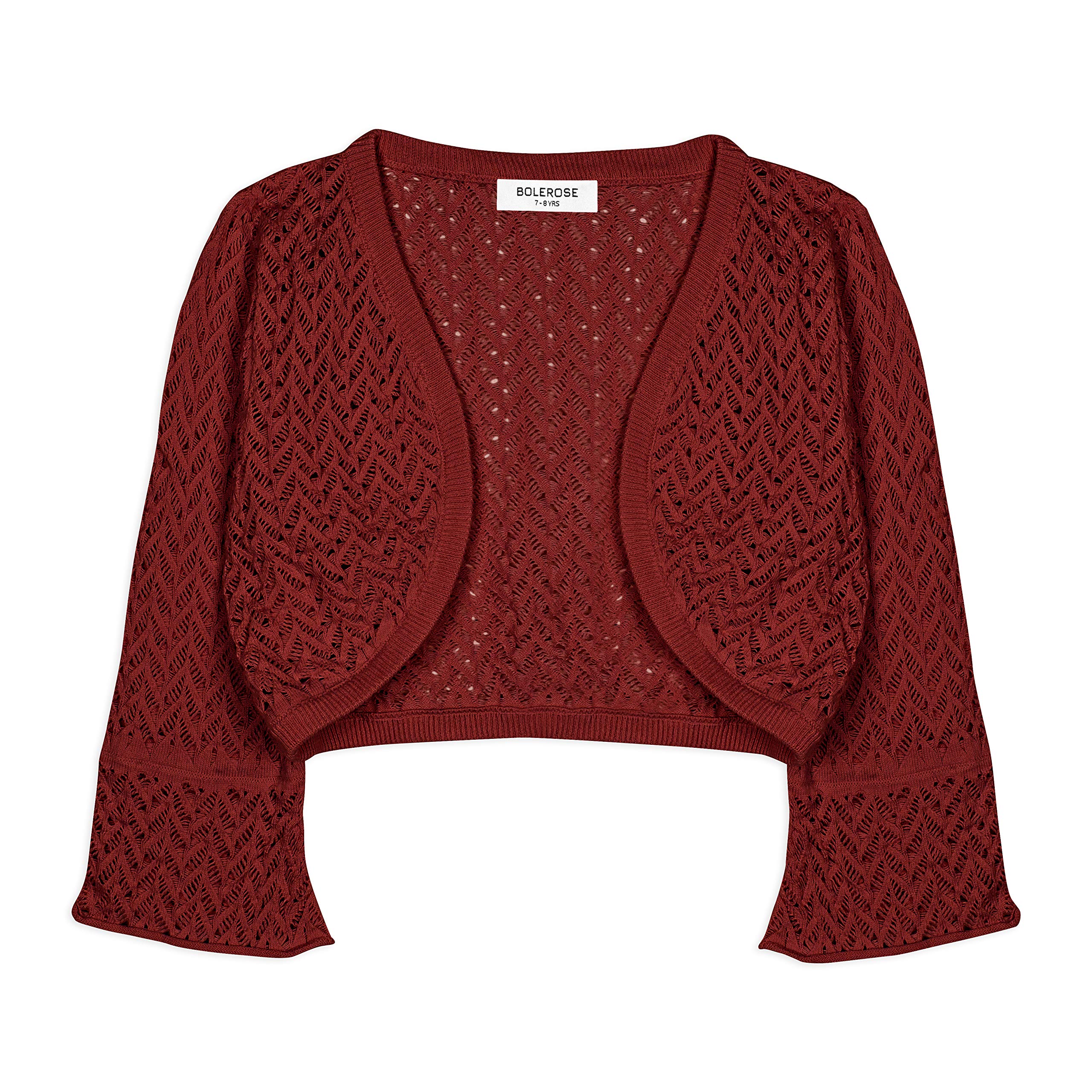 BOLEROSE Girls Loose-Knit 3/4 Sleeve Bolero