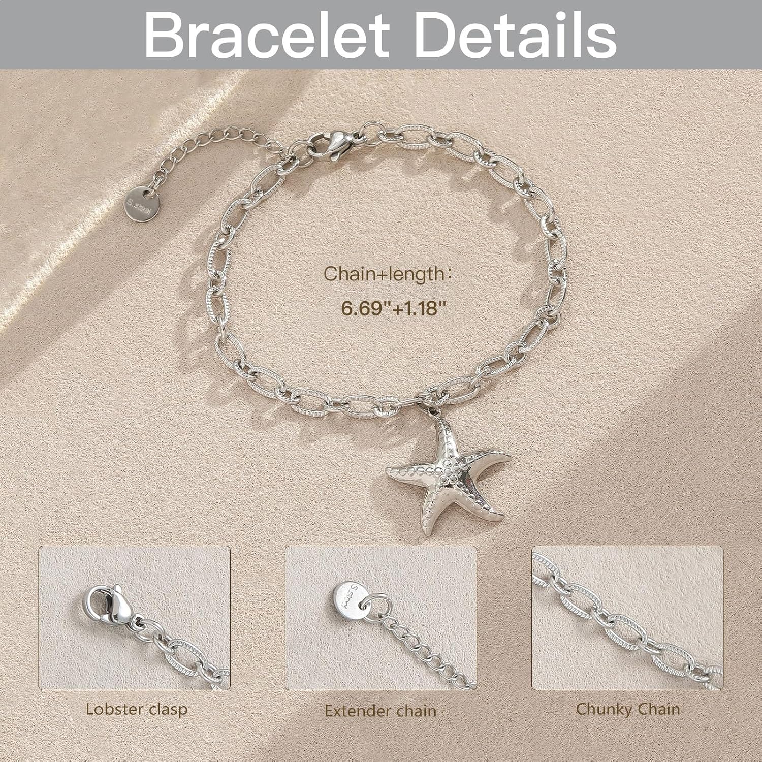 10 PCS Bracelets for Women Stainless Steel Chain Link Bracelet Set | 6.7 Inches with Extender, Jewelry Gifts for DIY, Chains Bulk, Oval, Curb, Figaro Chains, 18K Gold Plated, Silver, Chunky