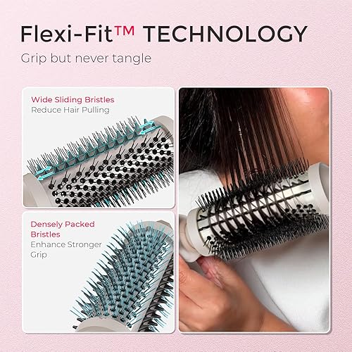 Miniatura 3 de TYMO Cepillo Térmico Rizador - STYLUX 1.5 Pulgadas Voluminizador de Peinado con Flexi-Fit para Alisado de Cabello, Herramienta Estilizadora Redonda
