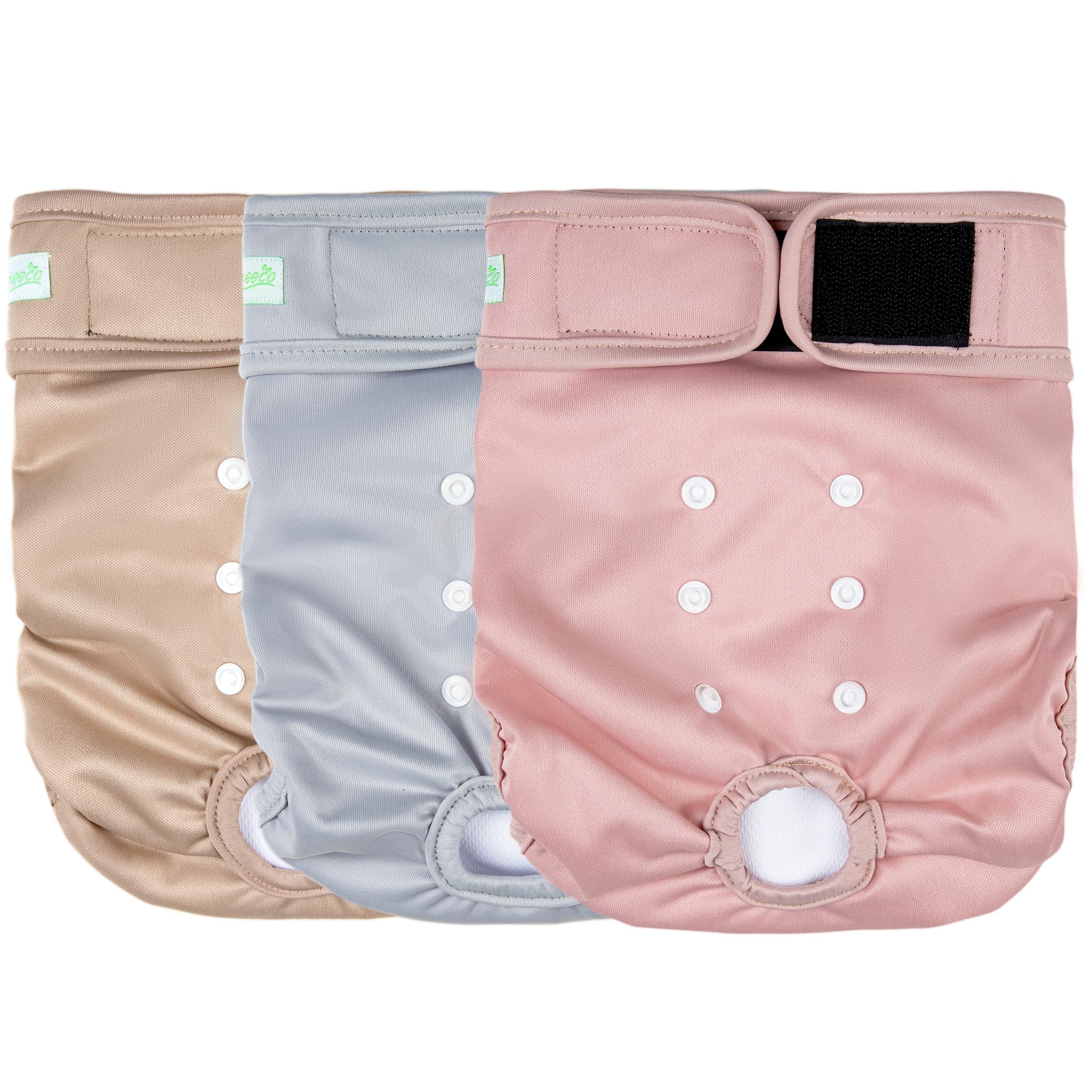 wegreeco Washable Dog Diapers Female Highly Absorbent Reusable Diapers for Doggie in Heat Dog Period Diapers for Heat Cycle, 3 Pack (Morandi,Medium