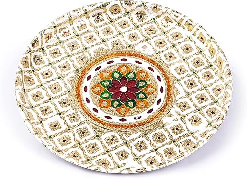 Miniatura 3 de Crafts - Juego tradicional de karwa de acero inoxidable para el hogar y el templo, para regalo de boda y decoración (blanco y rojo)