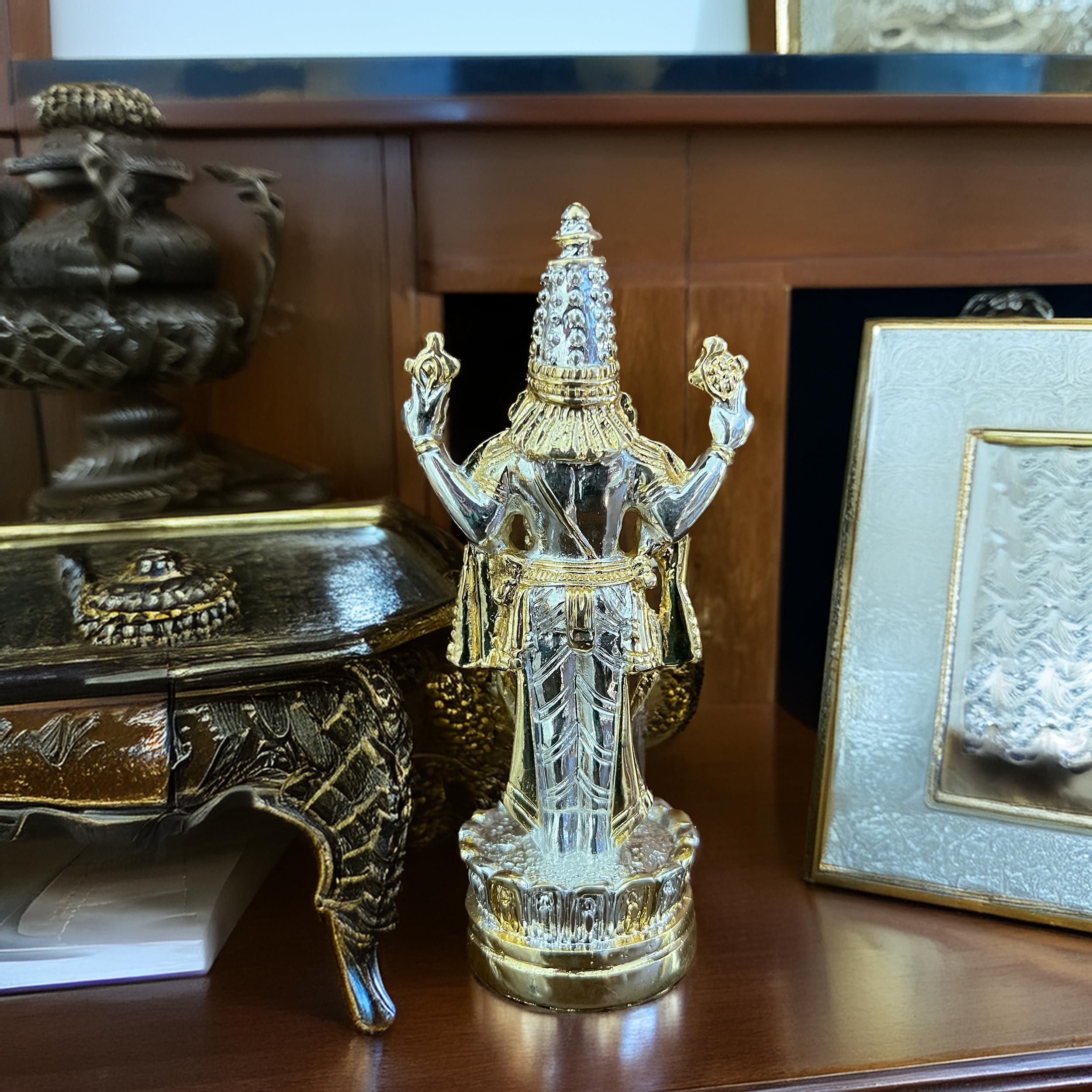 24K Gold & Silver Tirupati Balaji Idol - Car & Home Decor -5