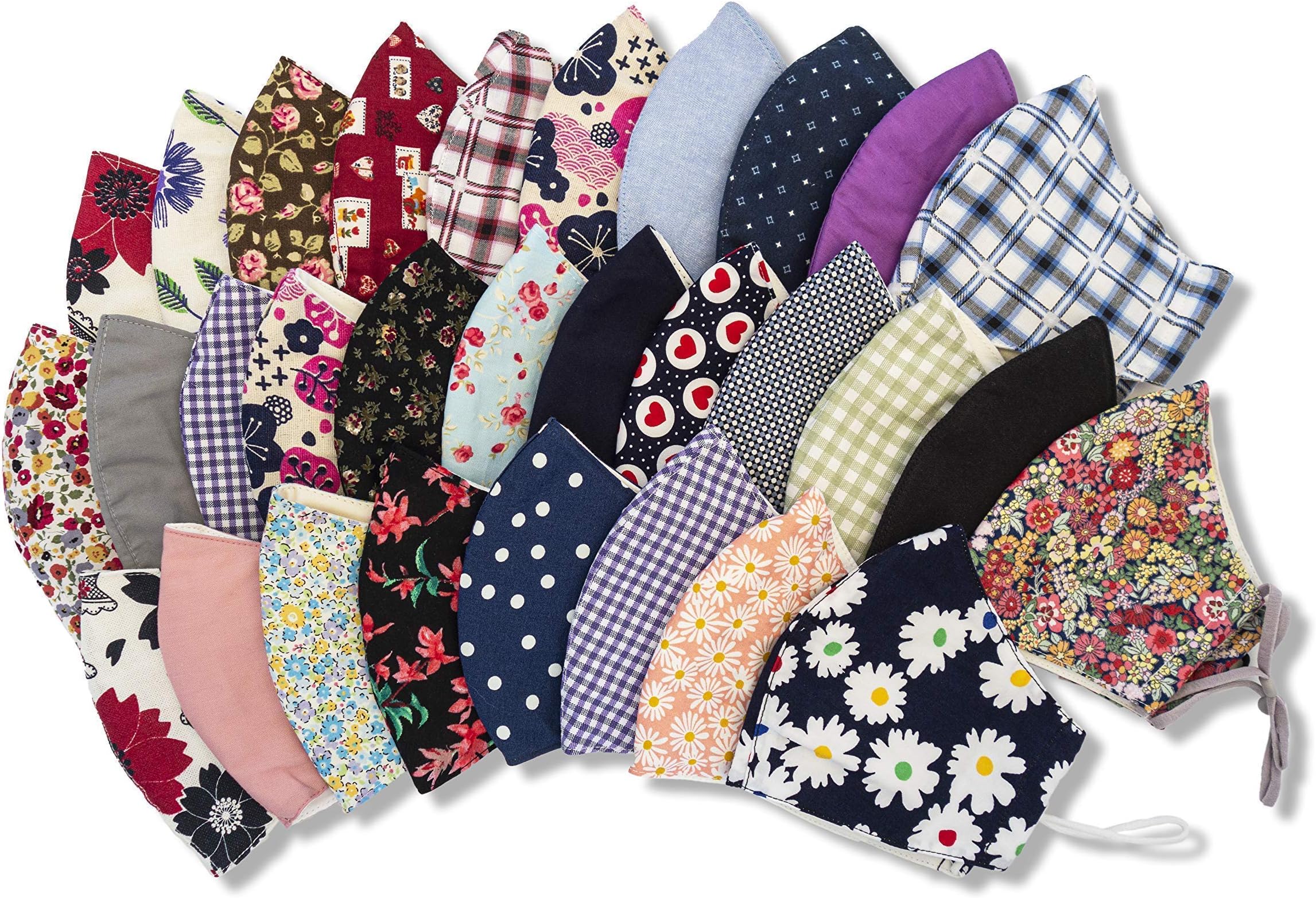 Reusable Face Masks – 3-Layer 100% Cotton Cloth Masks for Adults pack of 30