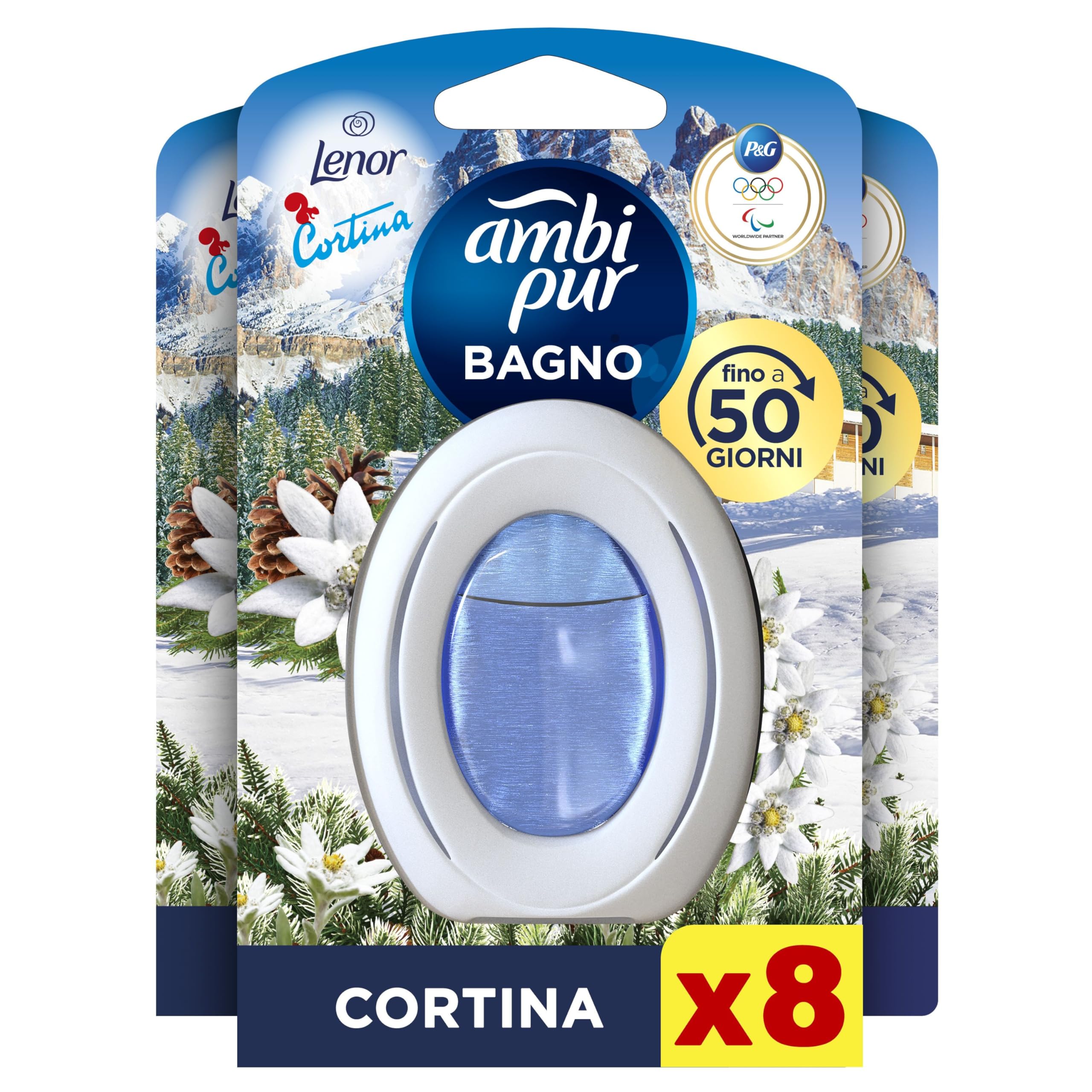 Ambi Pur Bagno Profumatore, 8 Pezzi Cortina. | Azione continua, elimina i previene odori, fino a 50 dni de profumo