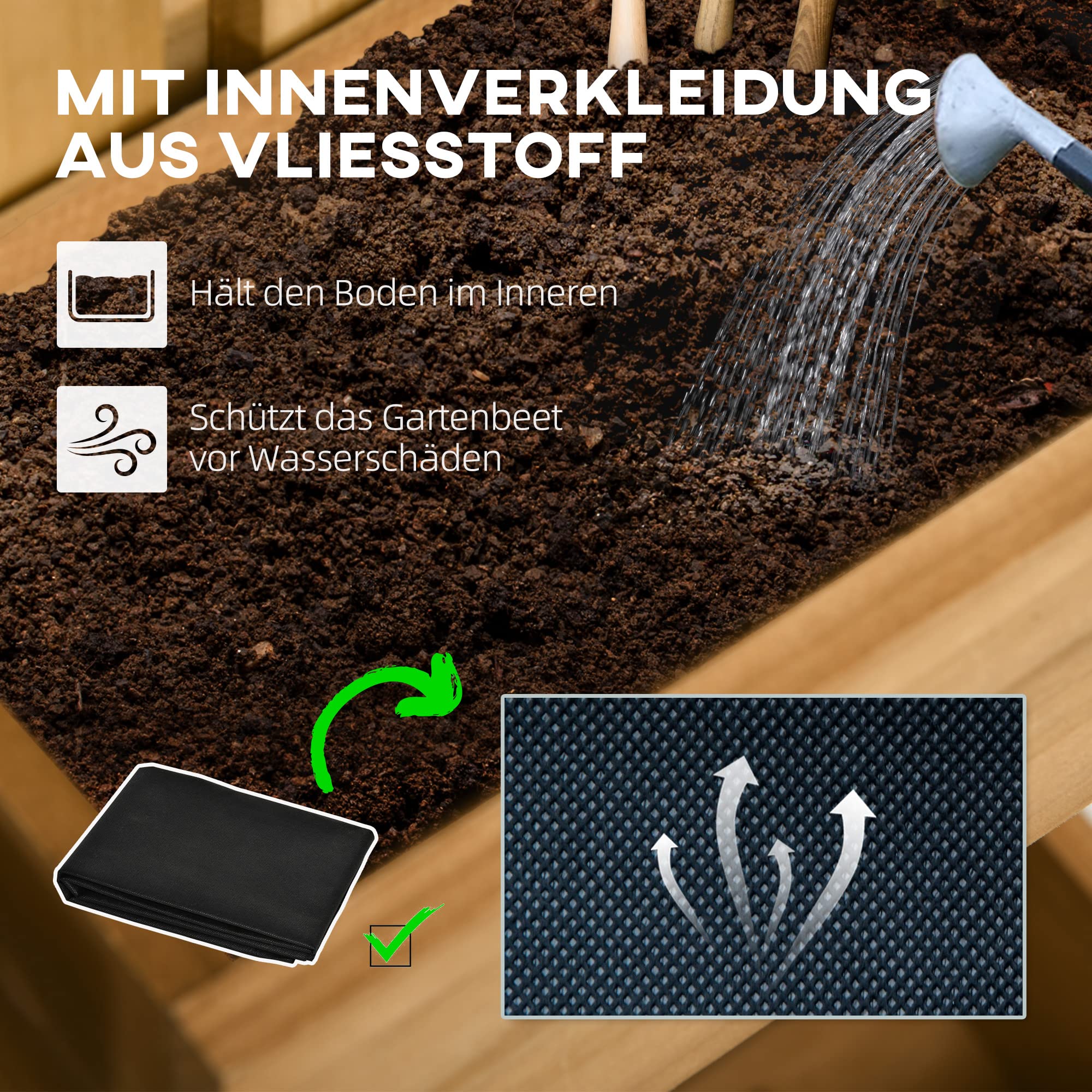 Outsunny Hochbeet mit Verstellbarem Blumenkasten Wand 60x16x80cm Naturholz