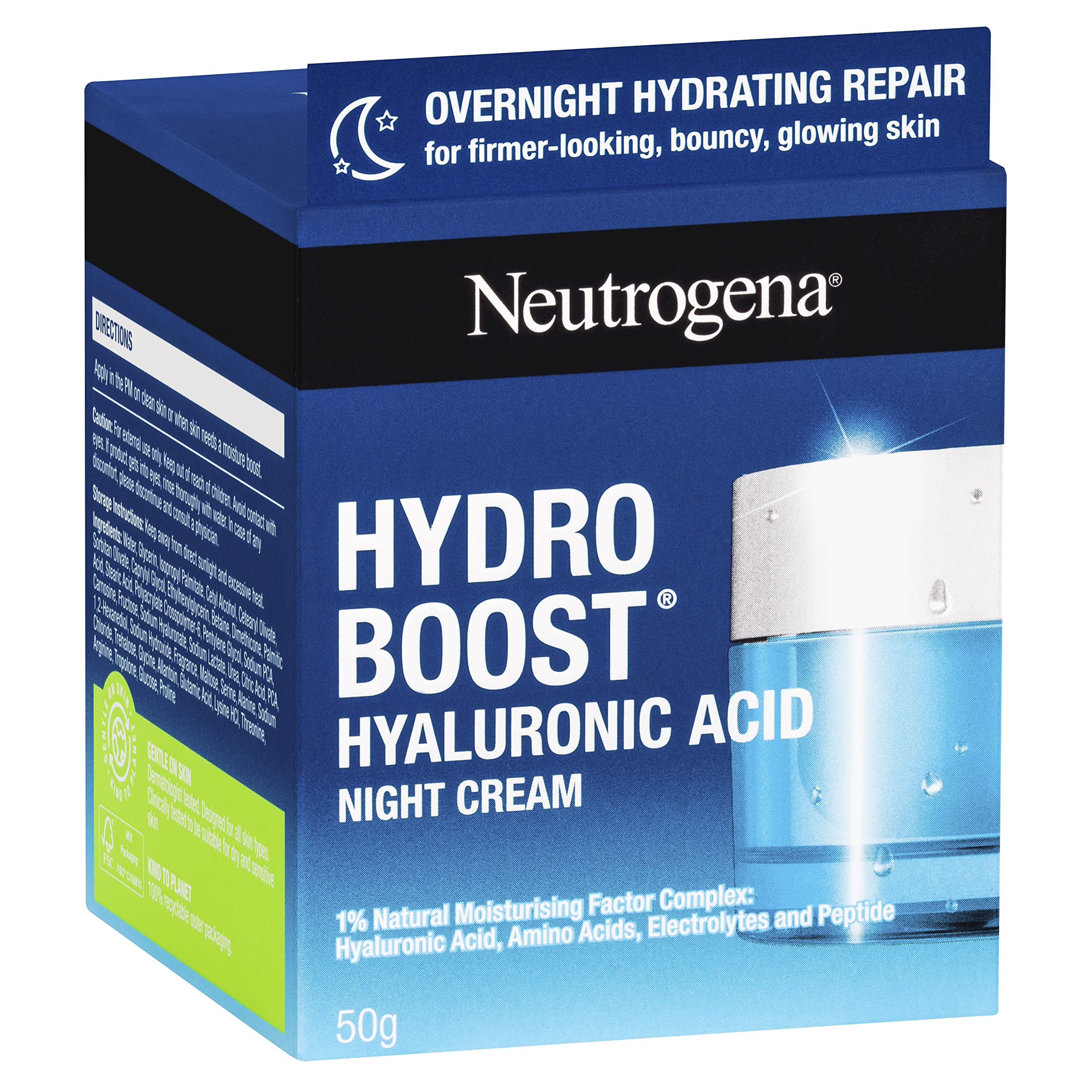 Neutrogena Hydro Boost Hyaluronic Acid Night Cream Hydrating Face Moisturiser 50g|5x more...
