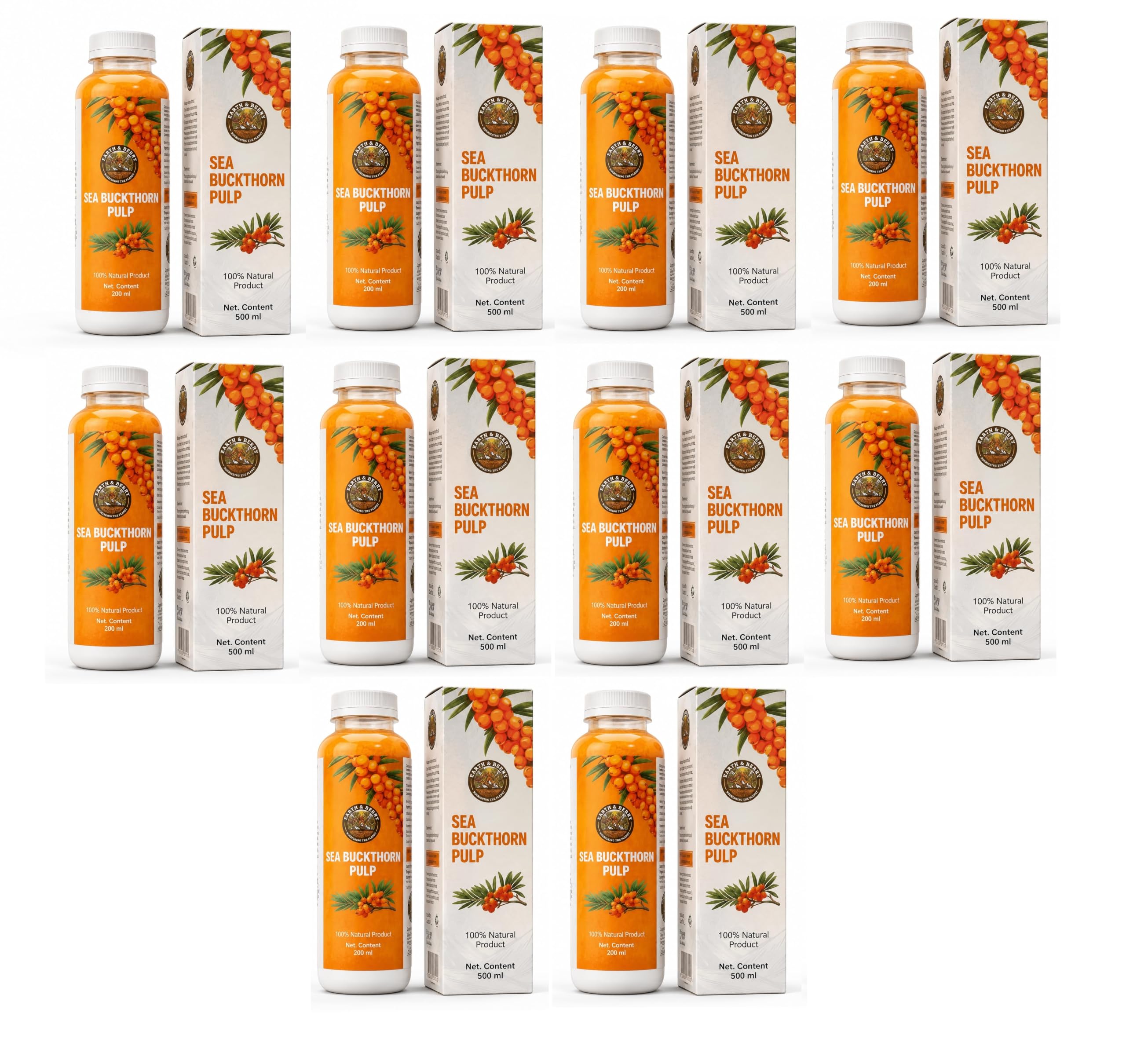 Sea Buckthorn Pulp 100% Natural 500 ml | Rich in Vitamin C, Omega-7 Source, Himalayan Origin, Superfruit Berry Pulp, Traditional Superfood (Pack of 10)-image-30